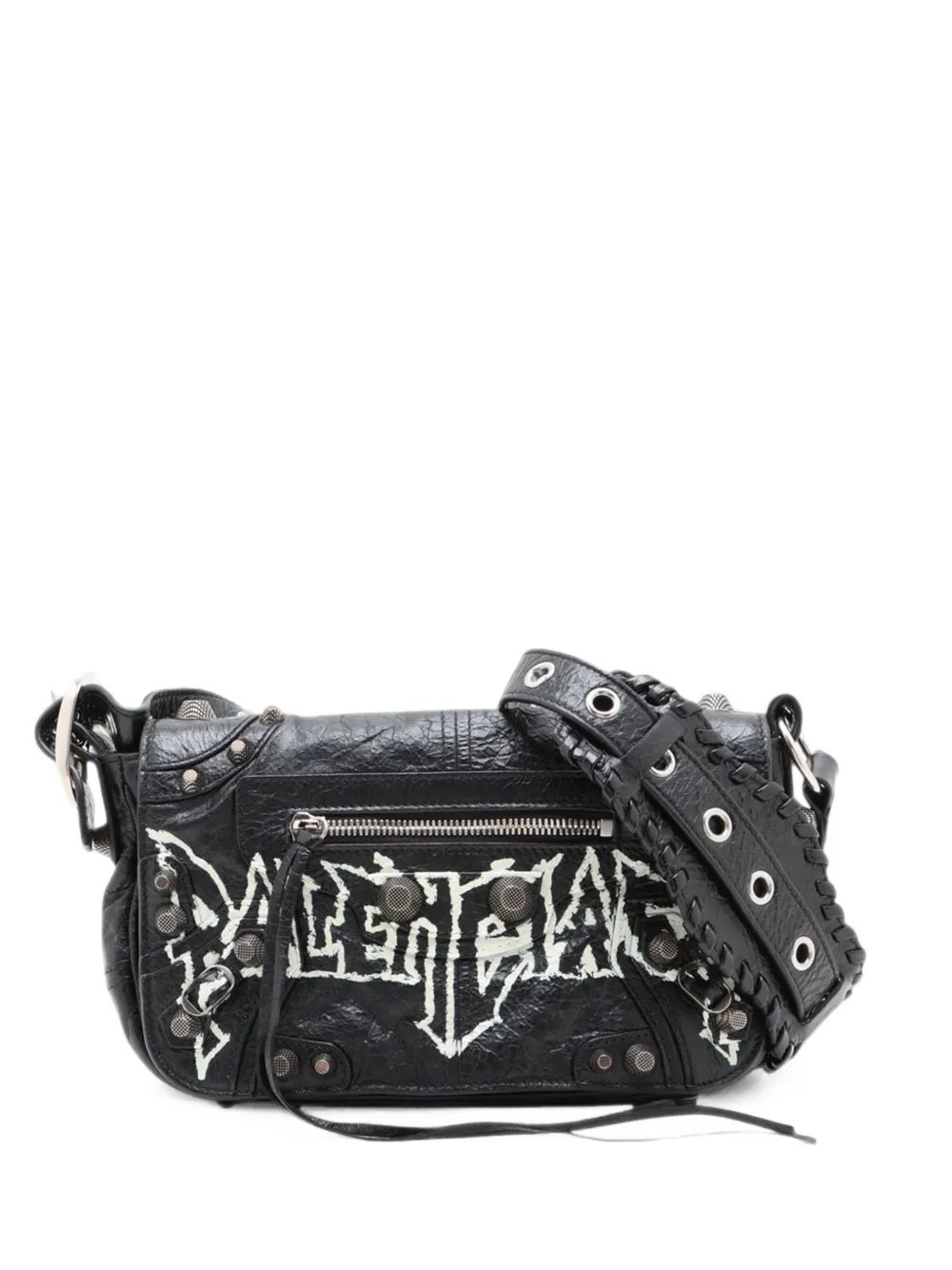 Balenciaga 2018-2026 XS Lambskin Motocross Graffiti Le Cagole Flap crossbody bag