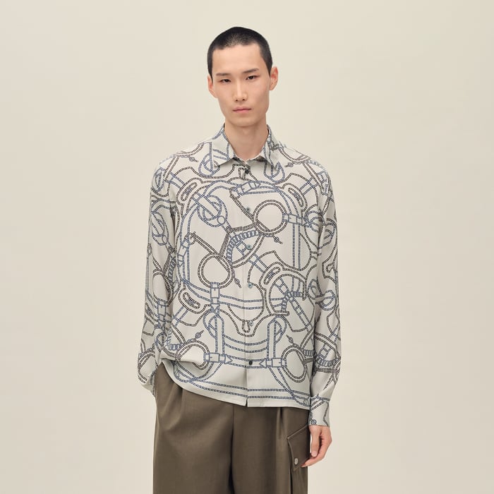 Café "Eperon d'Or Quadrilignes" Straight Cut Shirt