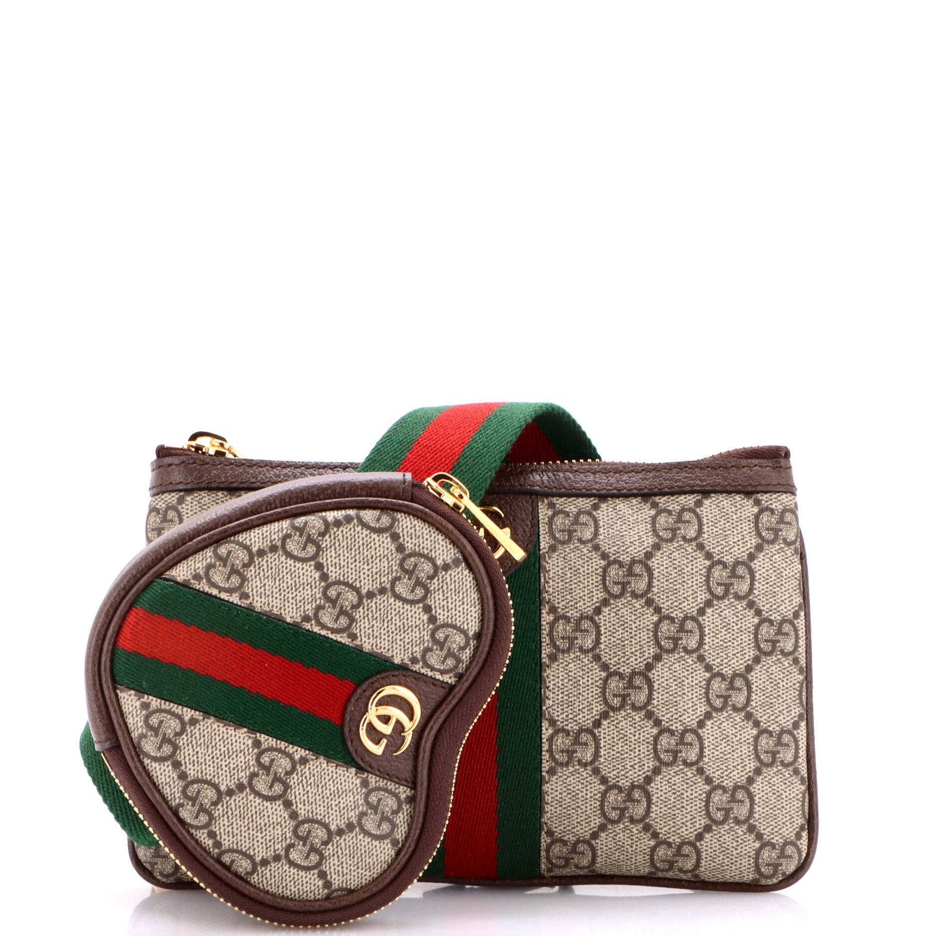 Ophidia Heart Utility Double Belt Bag GG Coated Canvas