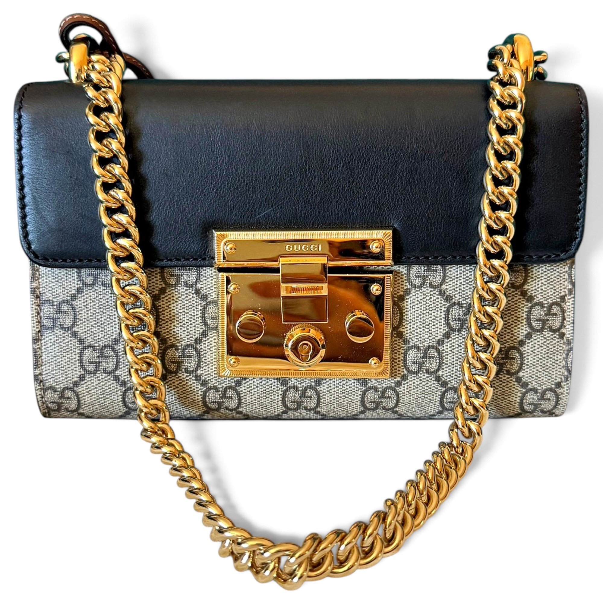 Padlock leather handbag