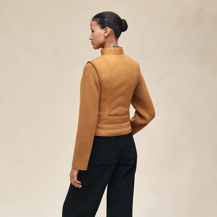 Marron Ocre Reversible Sleeveless Jacket