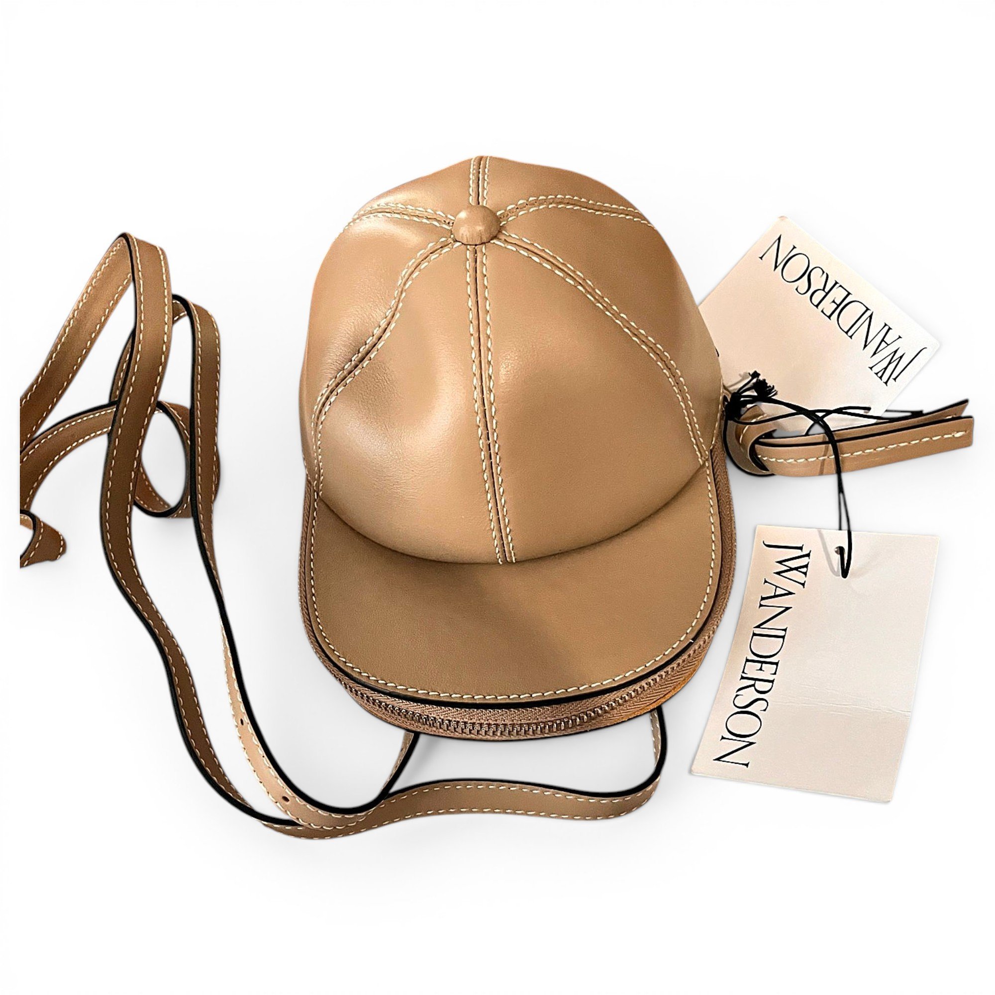 Cap leather crossbody bag