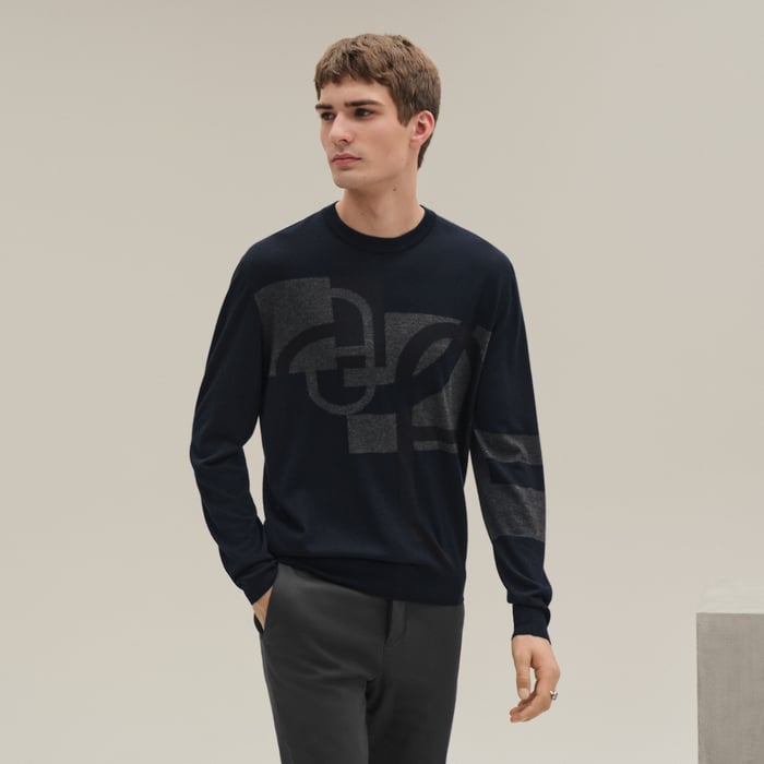 Marine "Maillon En Calque" Crewneck Sweater