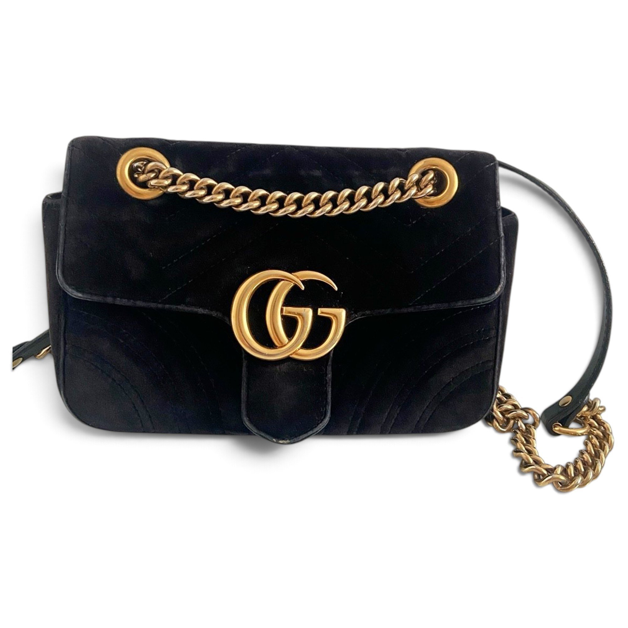GG Marmont Chain Matelasse velvet handbag