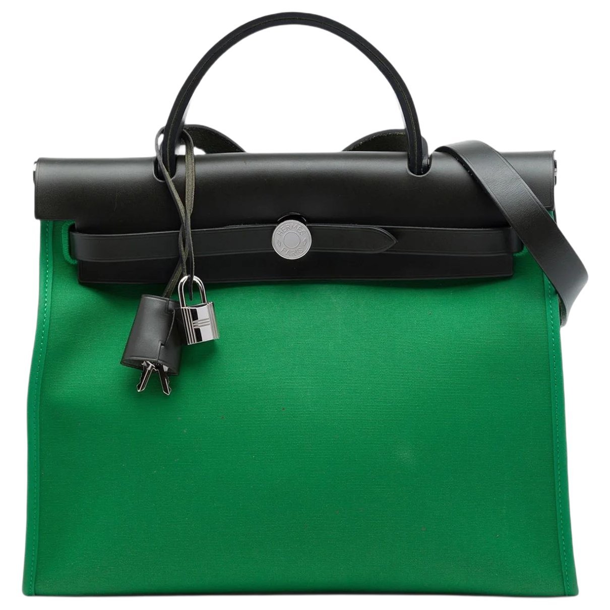 Hermes Herbag Handbag Noir Toile H Canvas