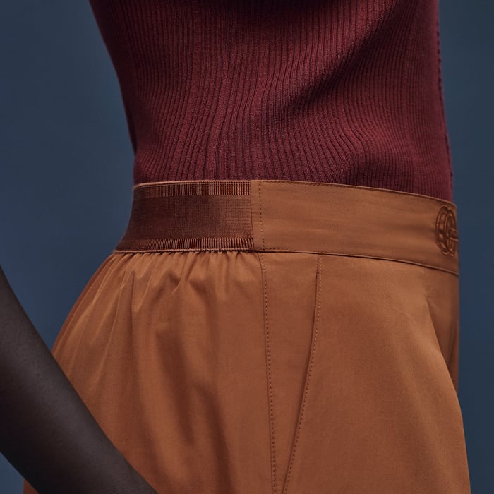 Marron Fauve Embroidered Beach Pants