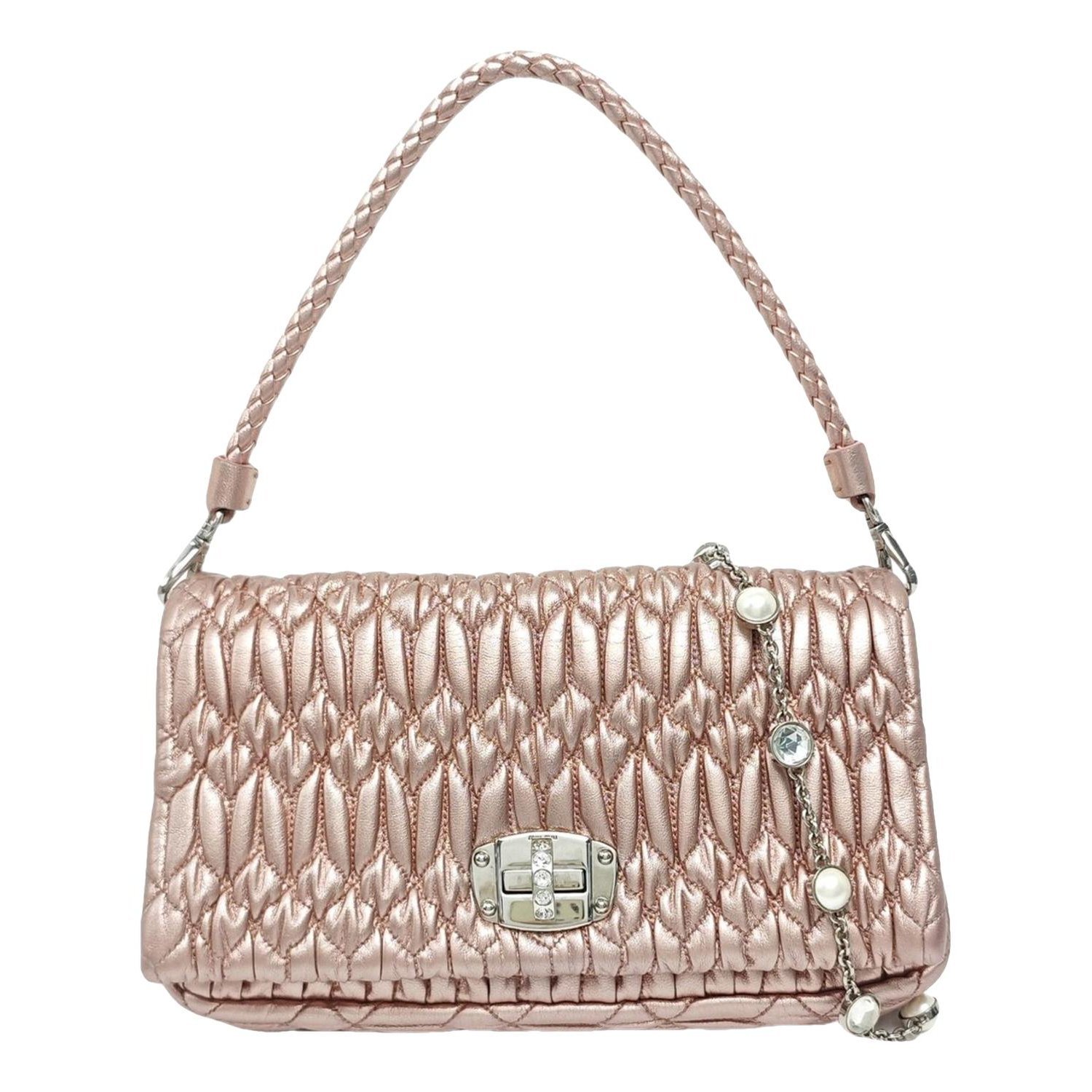 Miu Crystal leather handbag