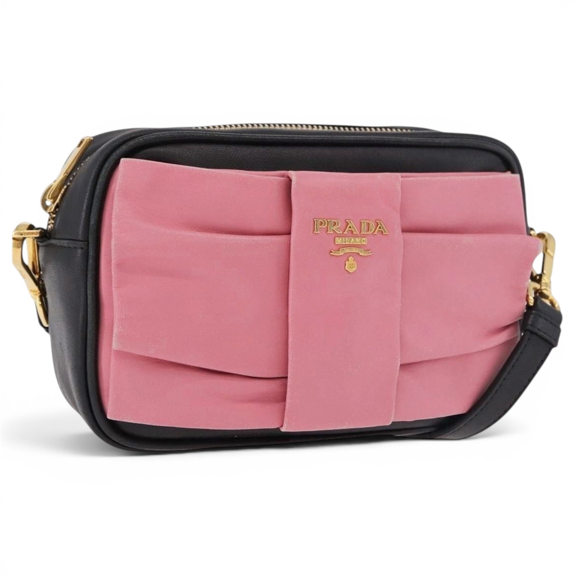 Ribbon leather handbag