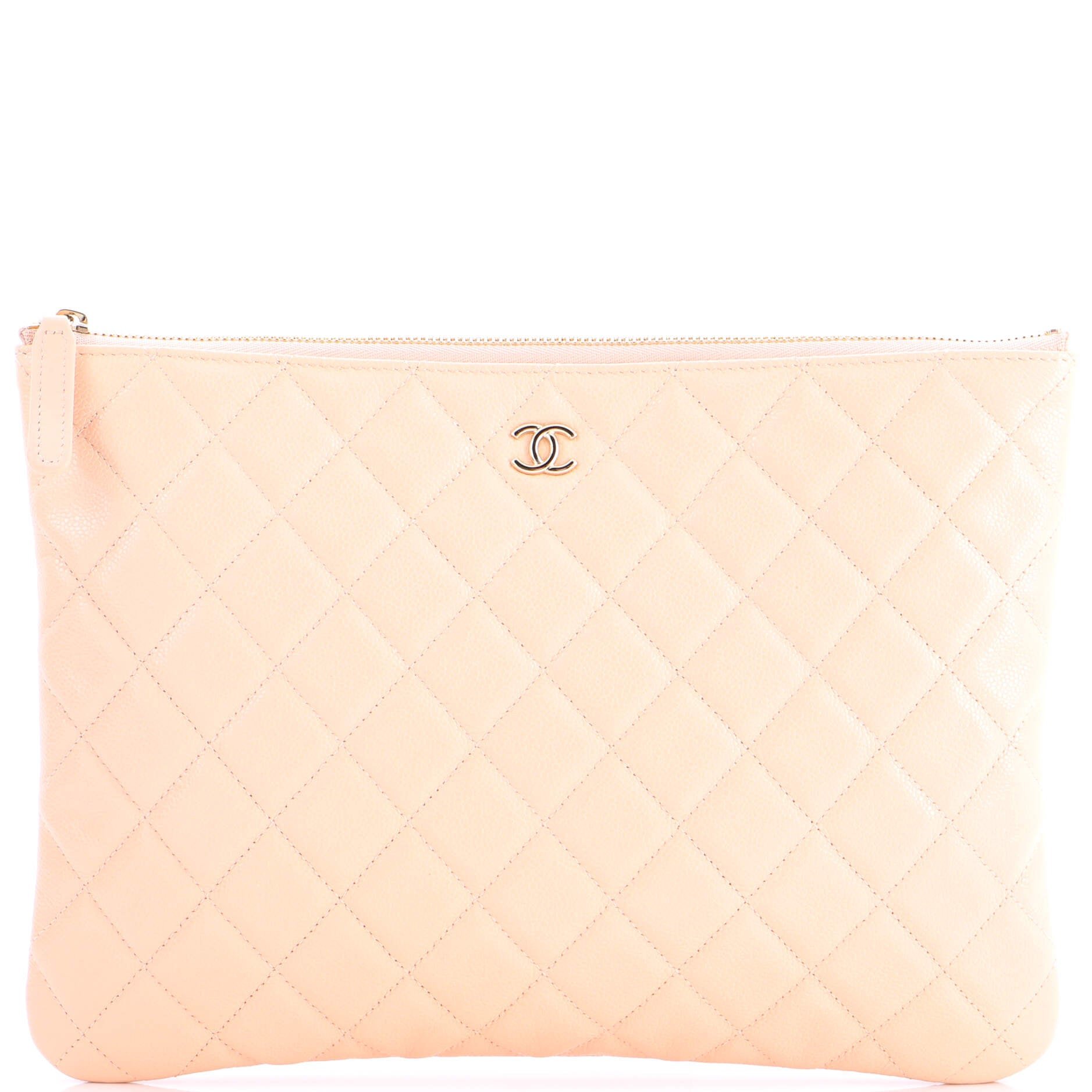 Chanel O Case Clutch Quilted Caviar Medium