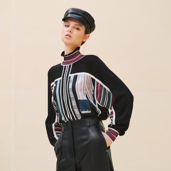 Noir "Lettres Equestres" Long-sleeve Twillaine Sweater