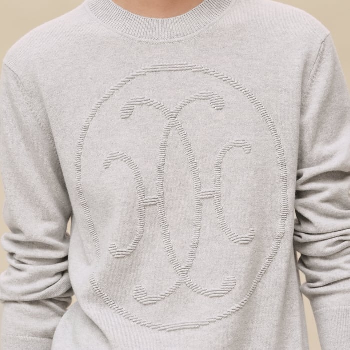 Gris Pervenche Cashmere "H Lift" Long-sleeve Sweater