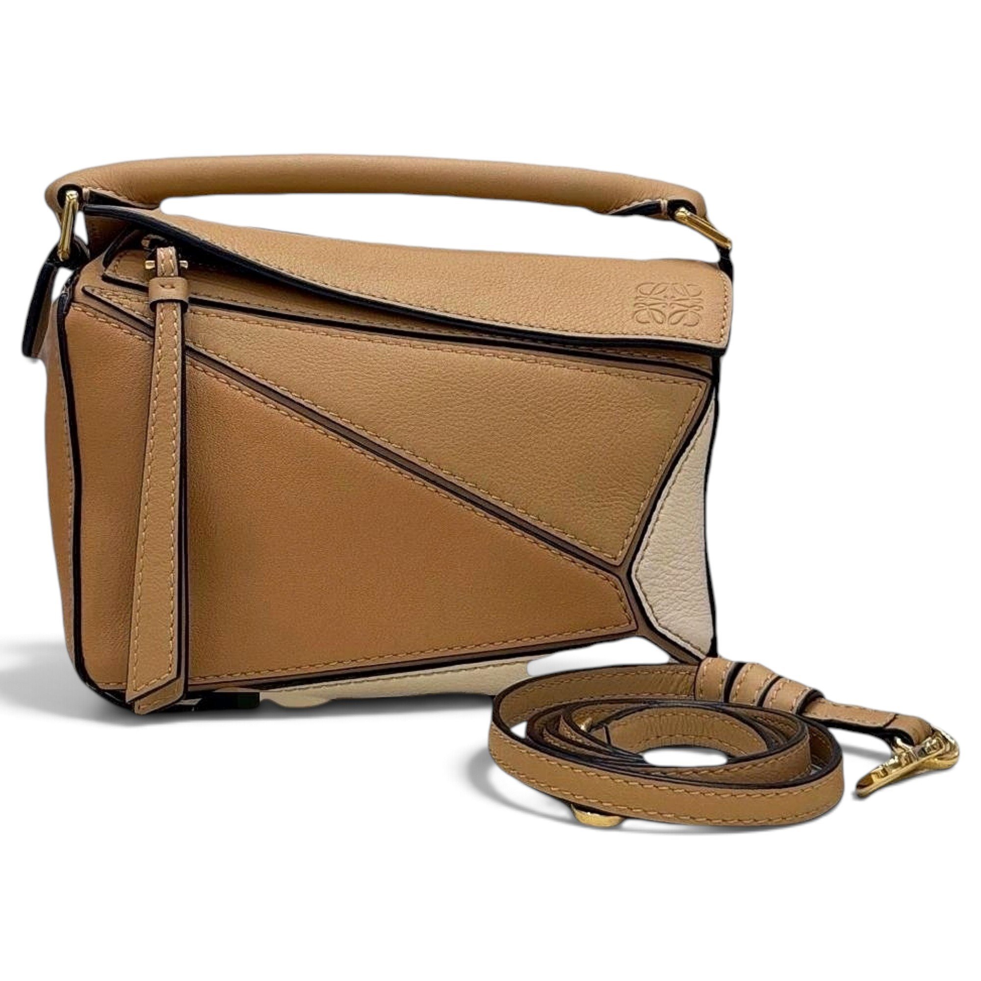 Puzzle leather handbag