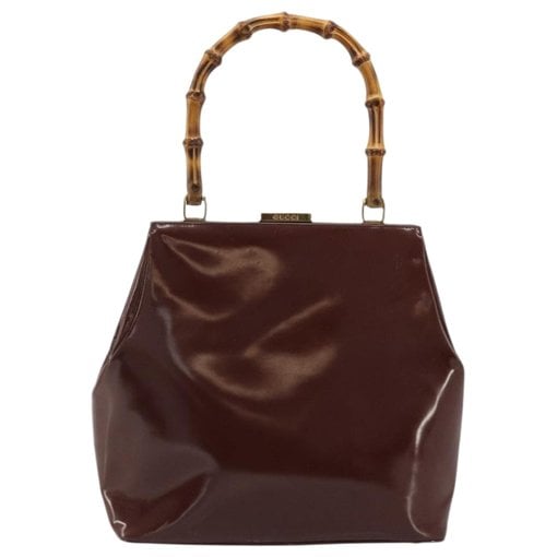 Bamboo patent leather handbag