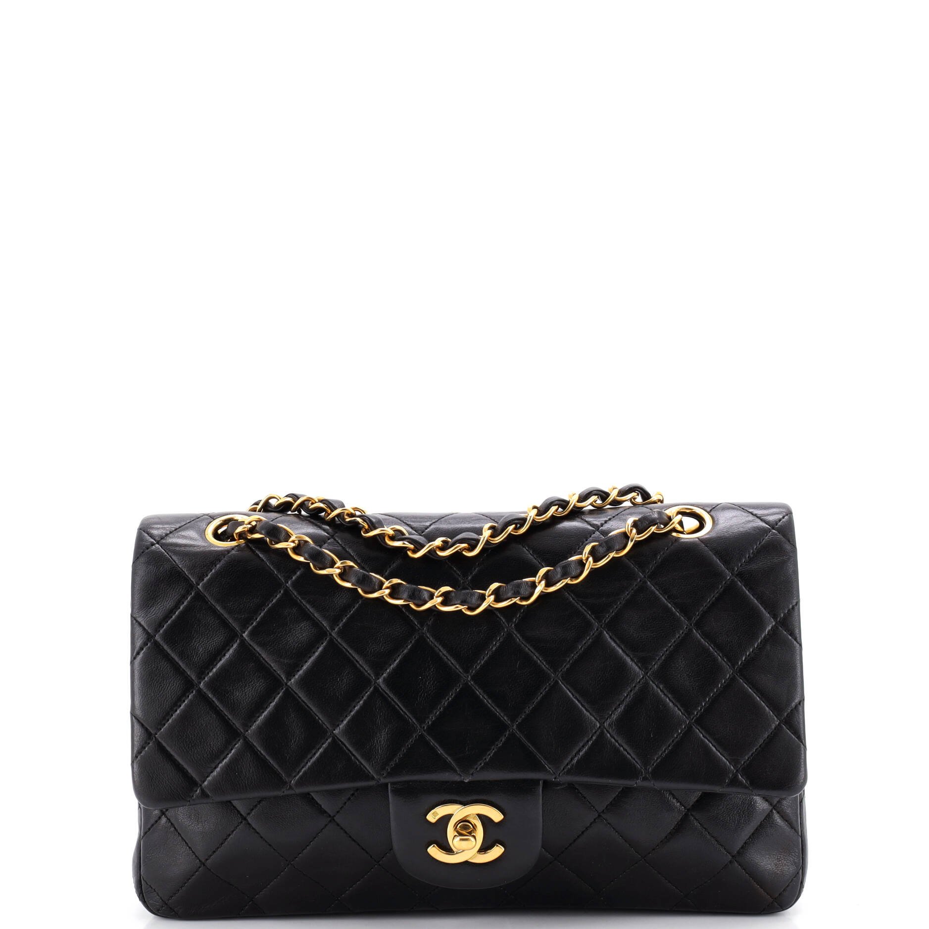 Vintage Classic Double Flap Bag Quilted Caviar Medium