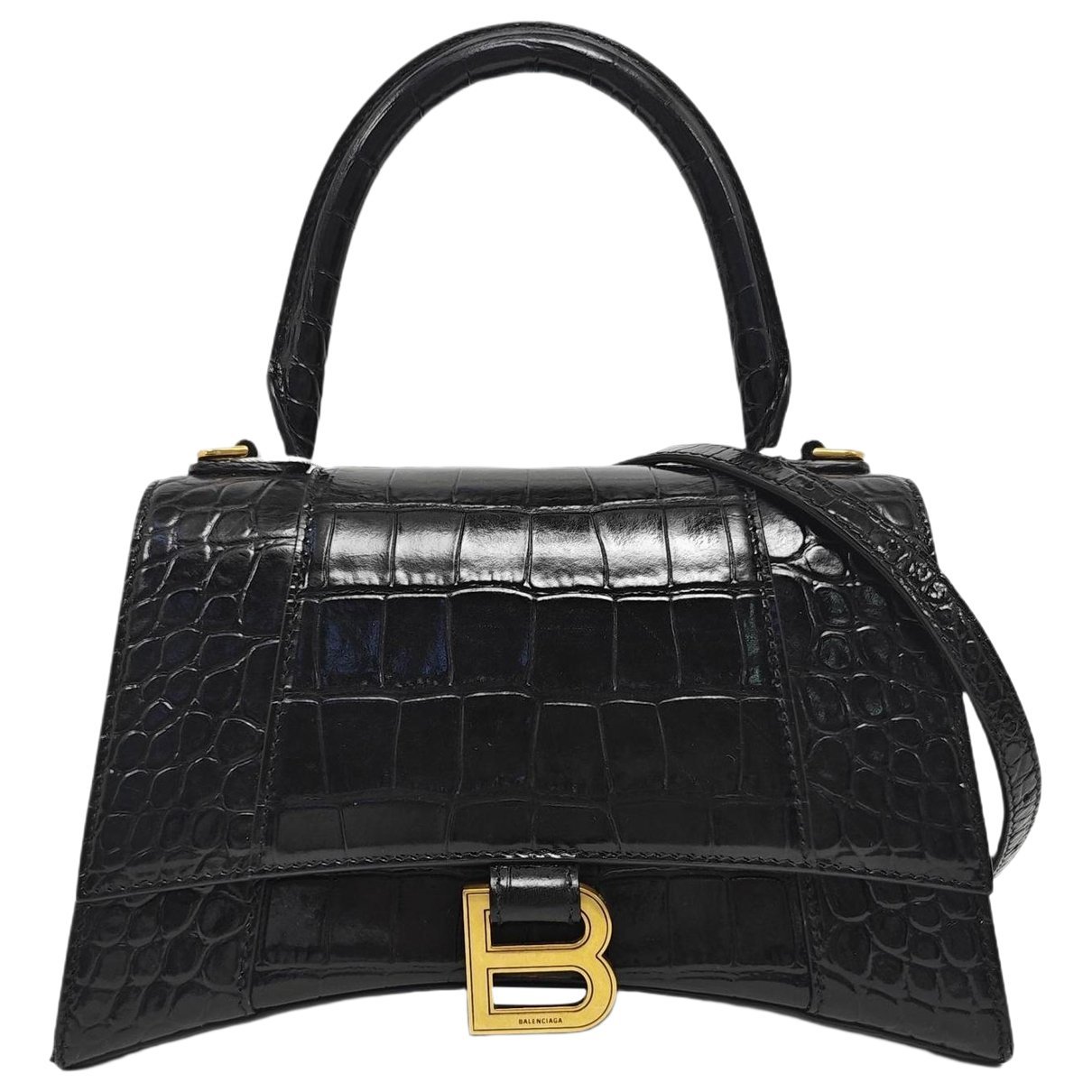 Hourglass leather handbag