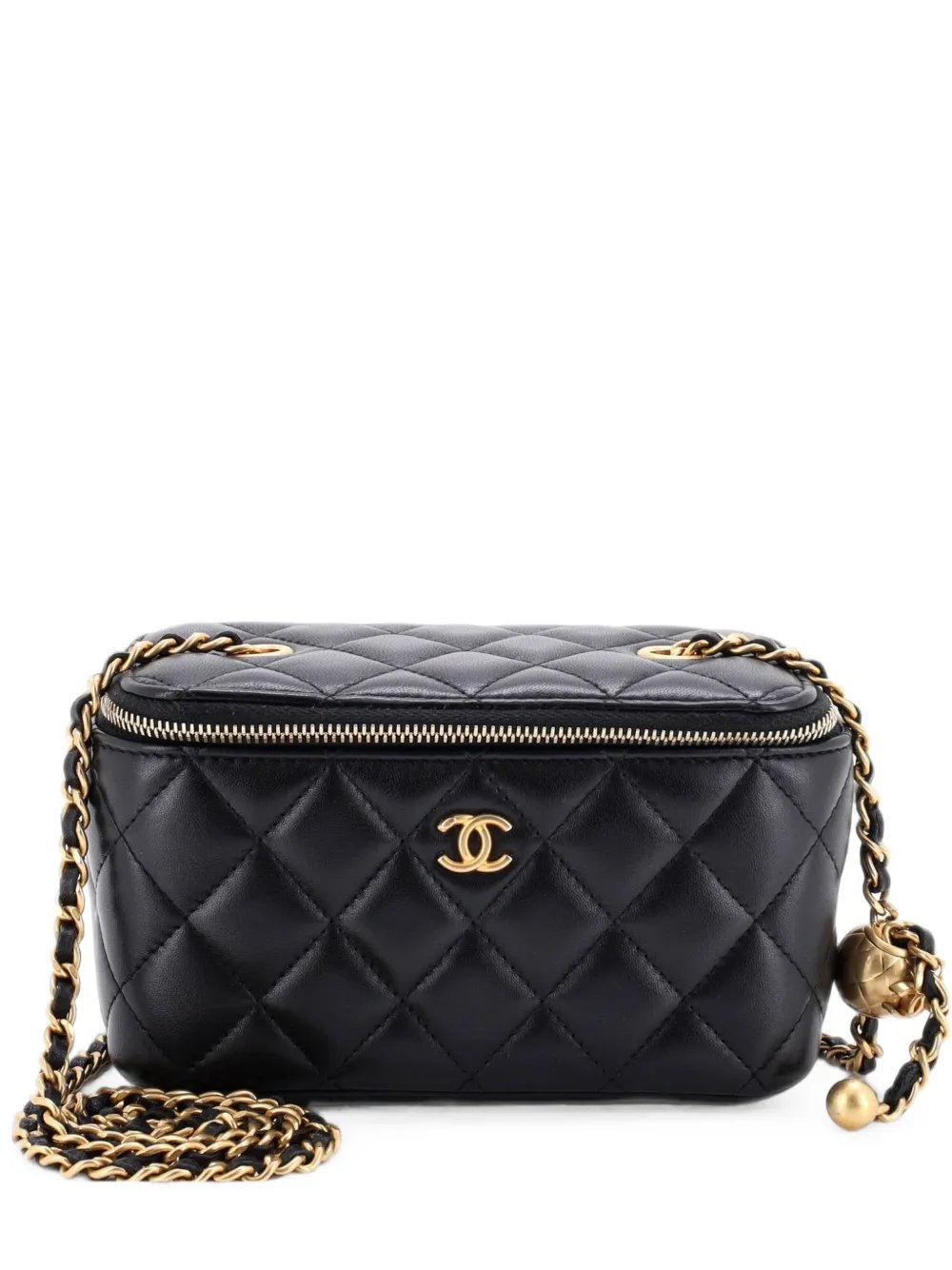 Pearl Crush Vanity Case with Chain Quilted Lambskin Small clutch bag