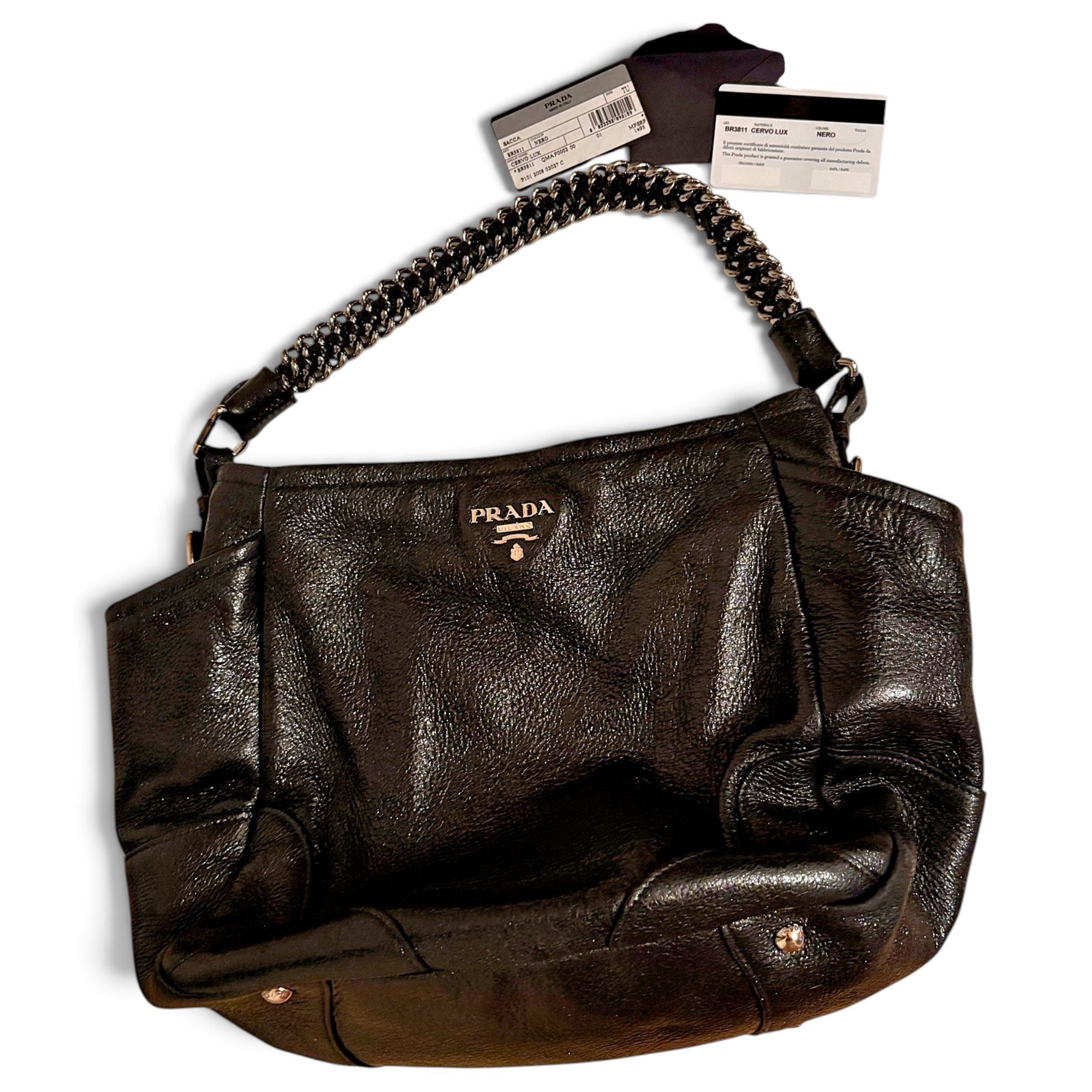 Patent leather handbag