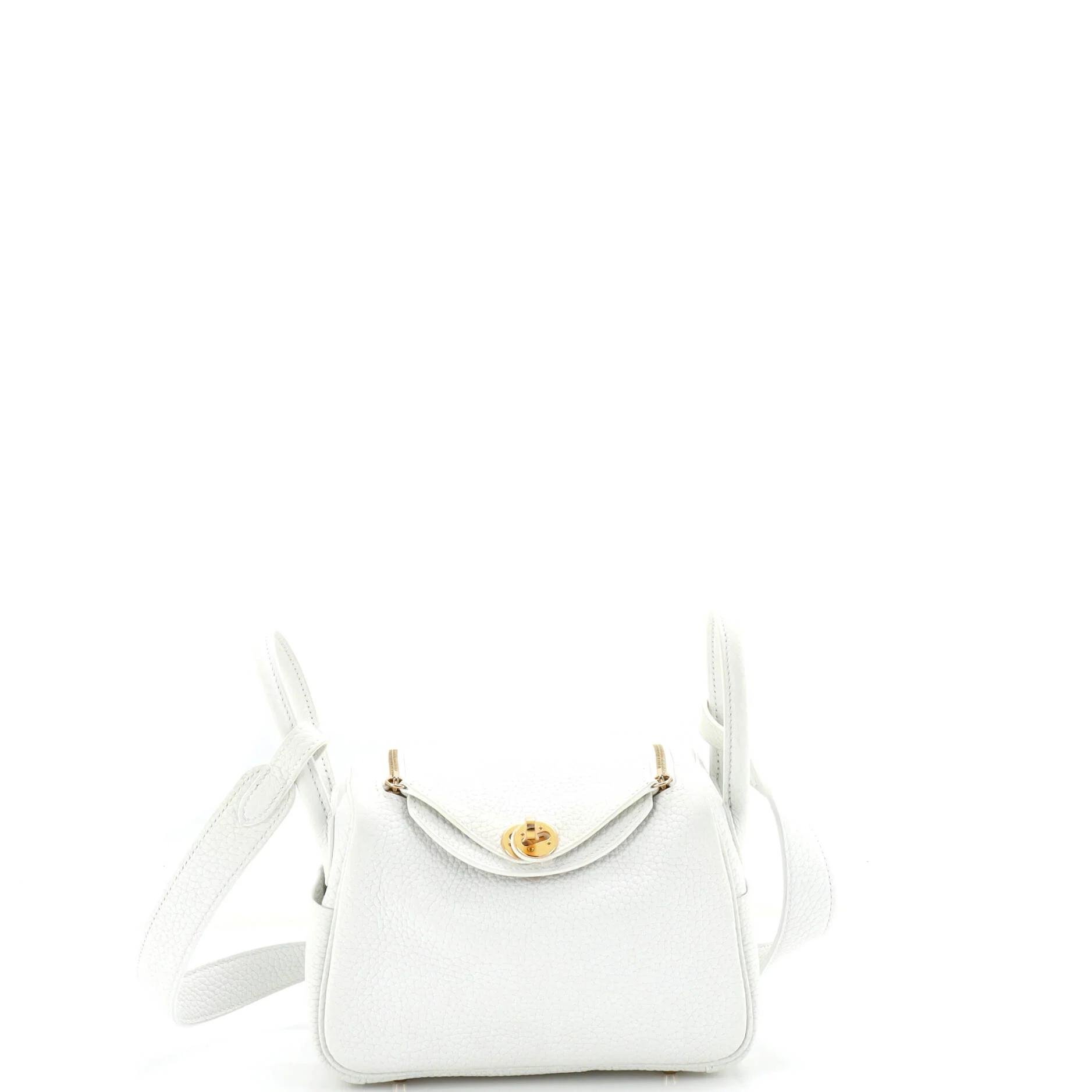 Hermes Lindy Handbag White Clemence Leather 2024