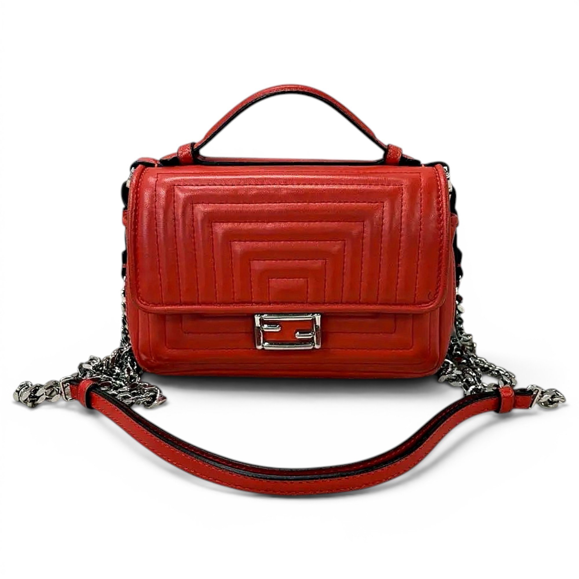 Baguette Chain Midi leather crossbody bag