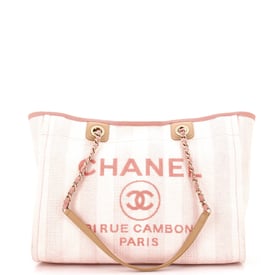 Chanel Deauville Tote Striped Raffia Small