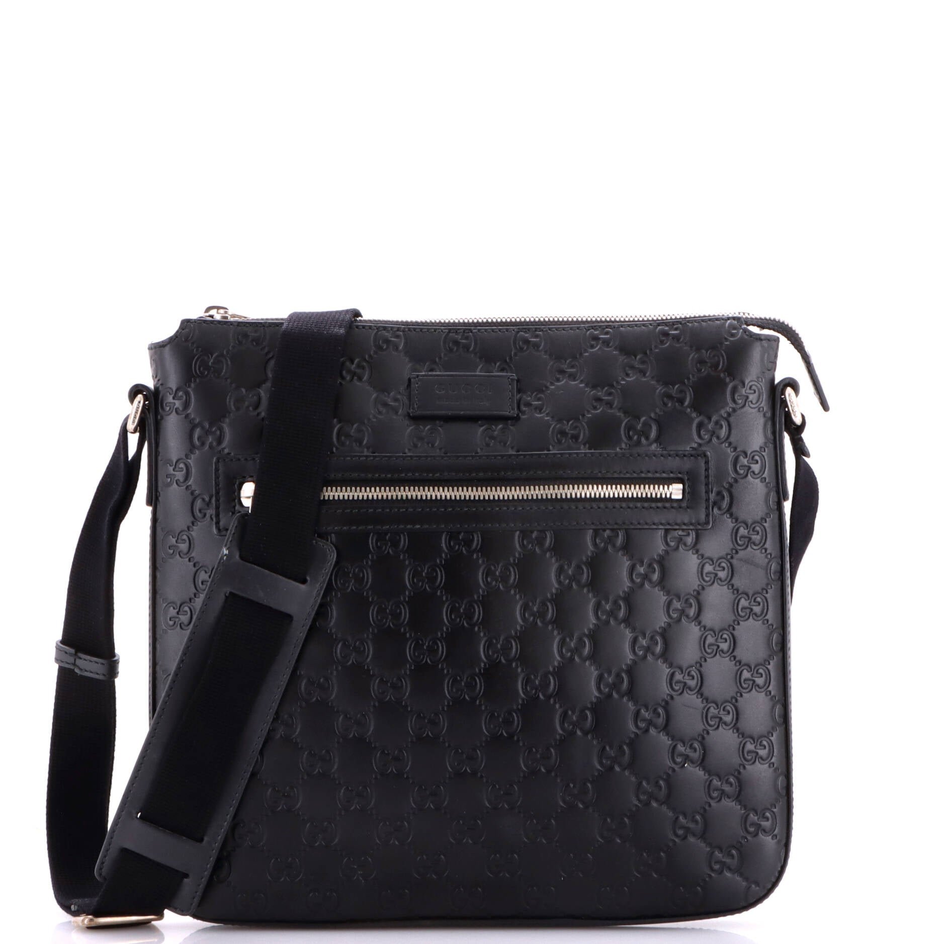 Signature Zip Messenger Bag Guccissima Leather Medium