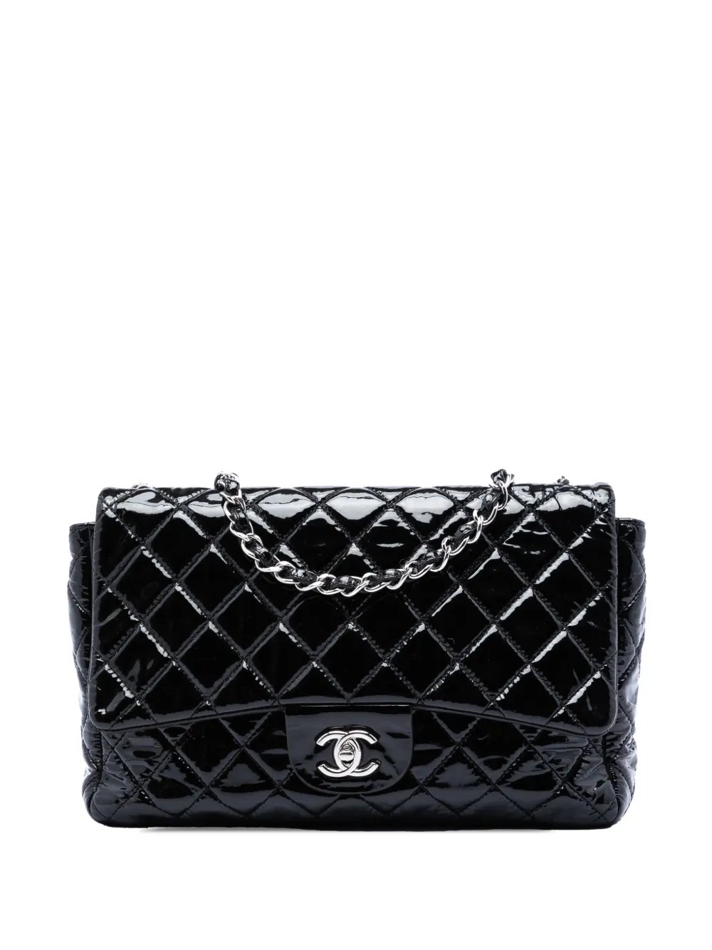 2008-2009 Jumbo Classic Patent Single Flap shoulder bag