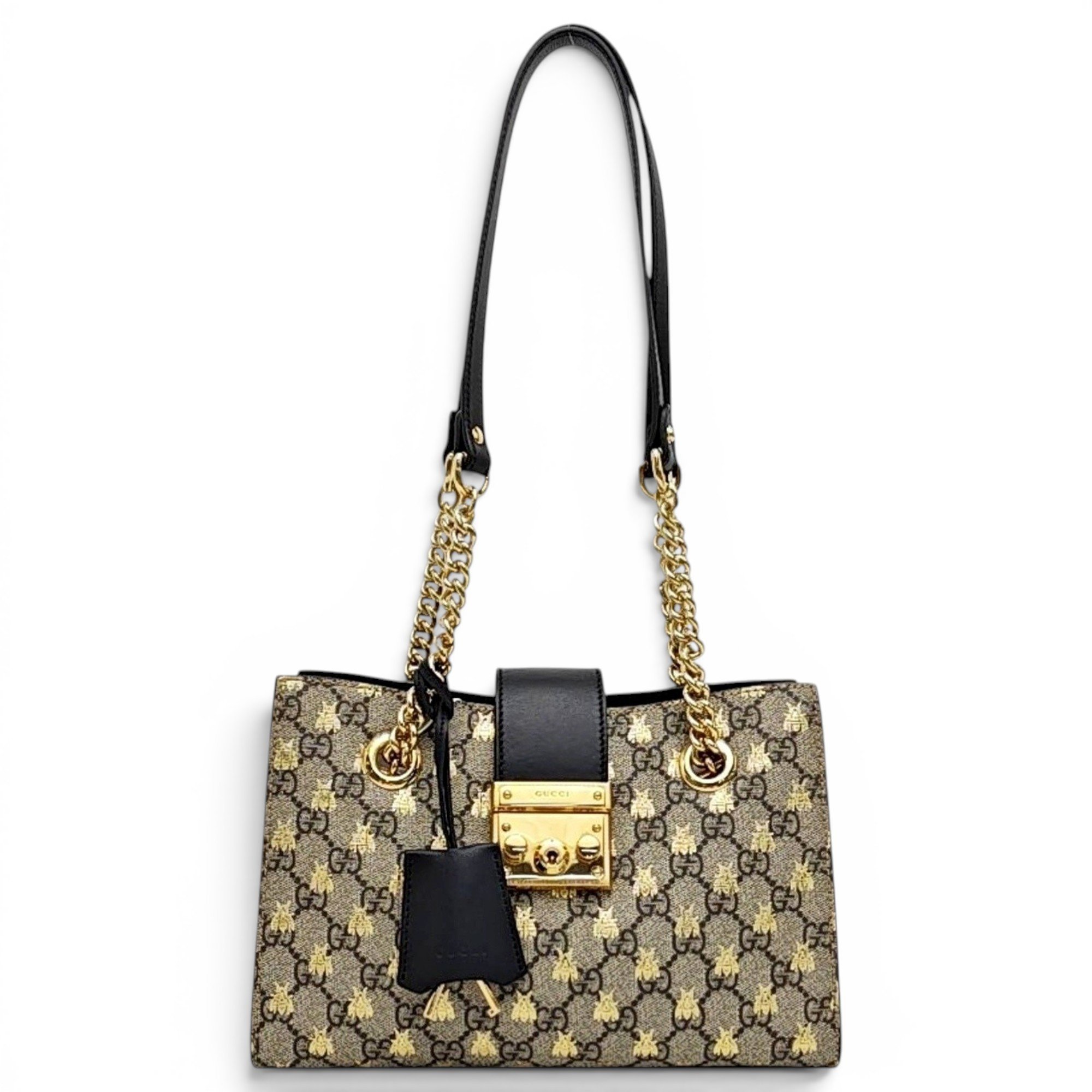 Padlock leather handbag