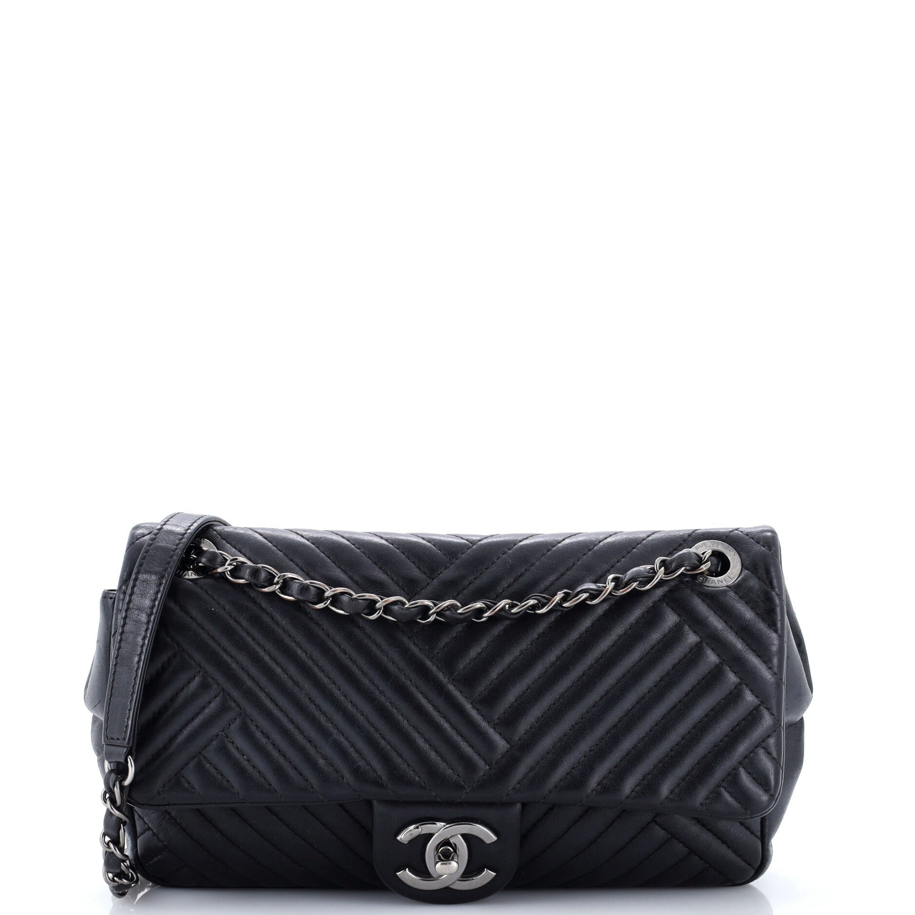 CC Crossing Flap Bag Chevron Lambskin Medium