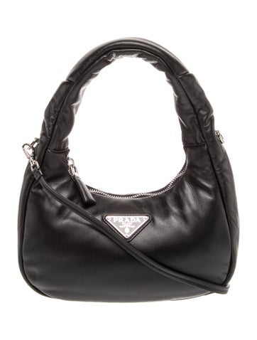 Prada Enameled Metal Triangle Soft Mini Shoulder Bag Small