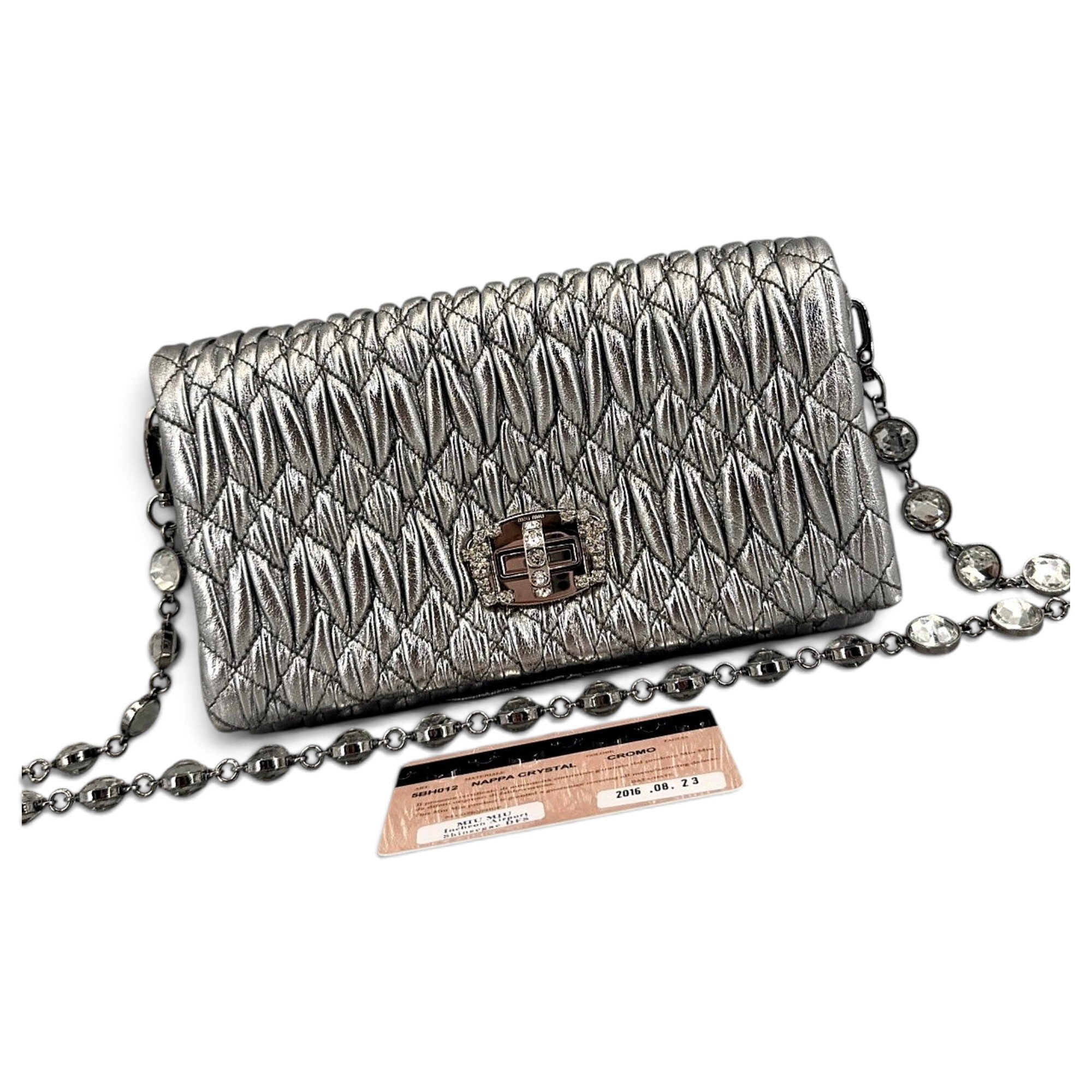 Miu Crystal leather handbag