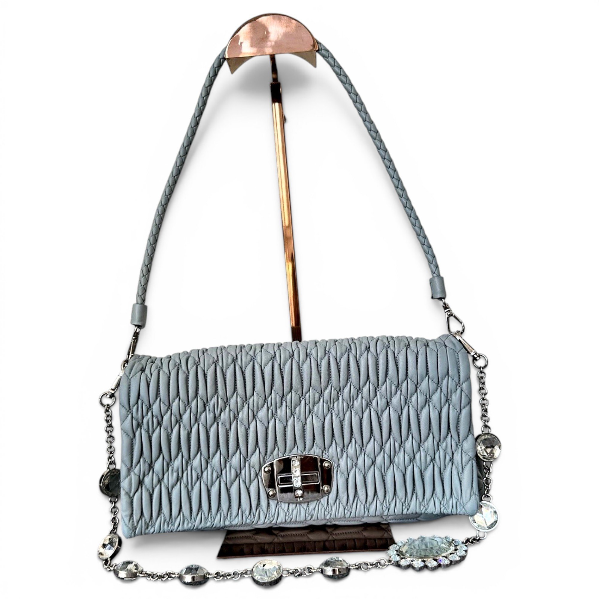Miu Crystal leather handbag