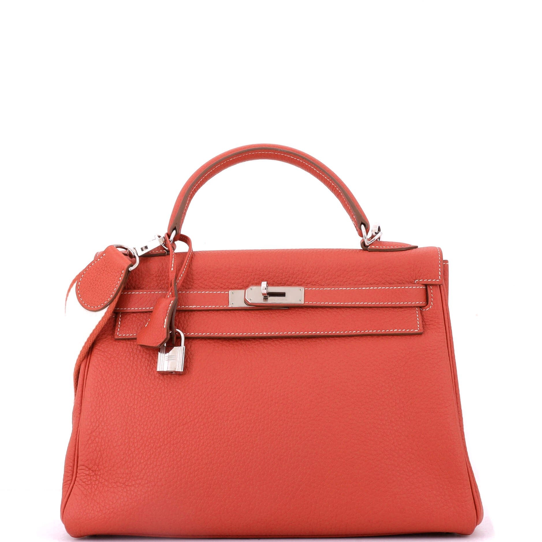 Hermes Kelly Amazone Handbag Sanguine Clemence with Palladium Hardware 32