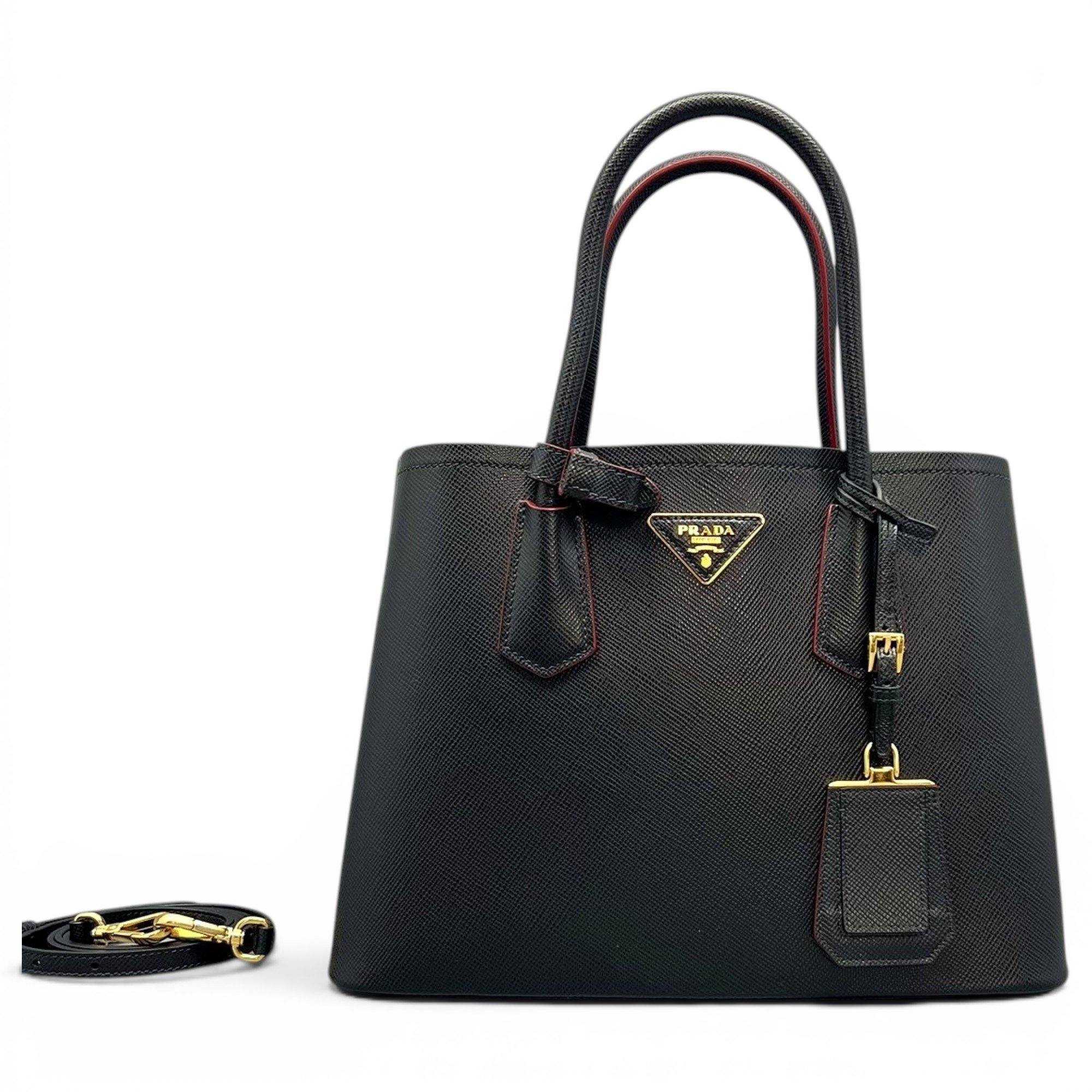 Double leather handbag