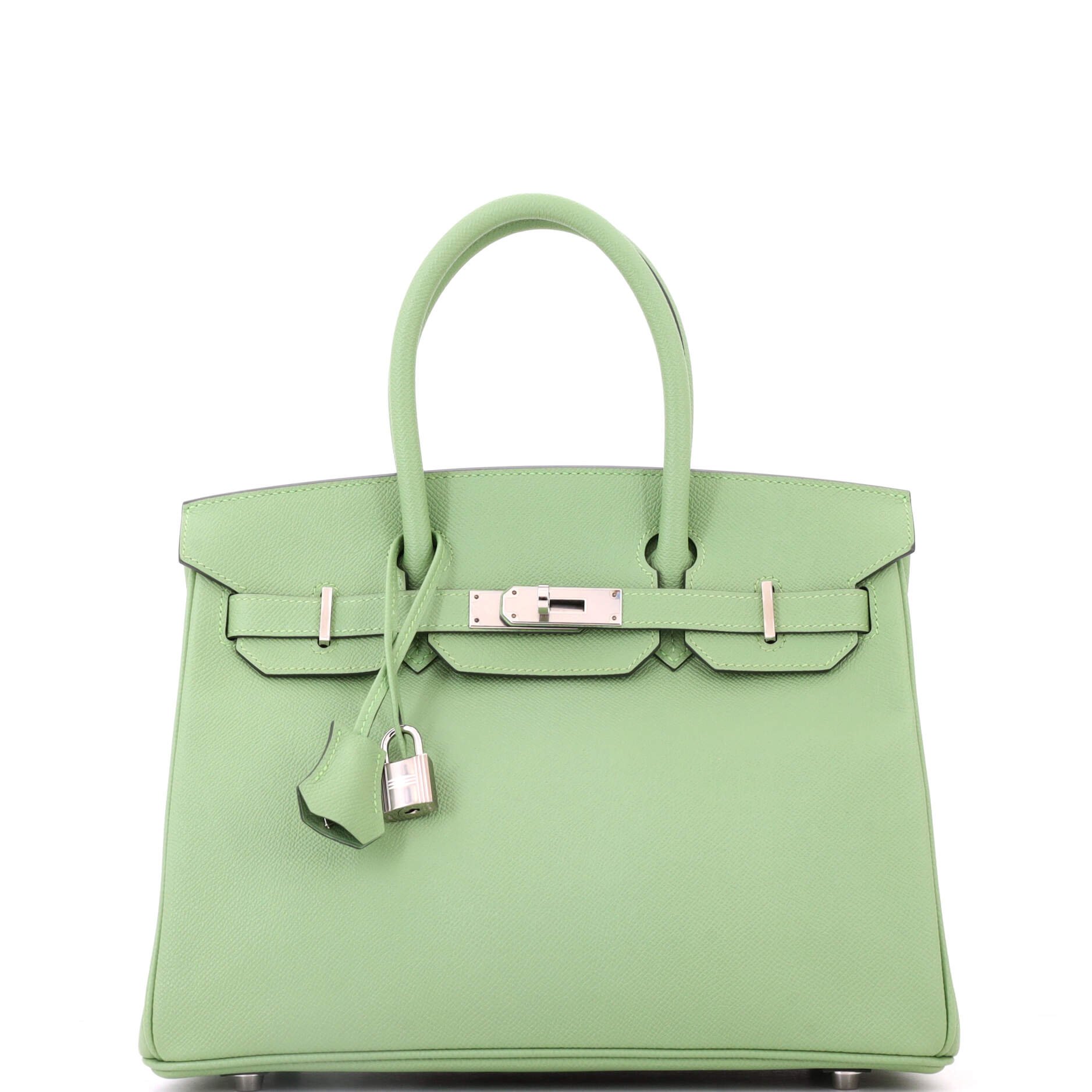 Birkin Handbag Vert Criquet Epsom with Palladium Hardware 30
