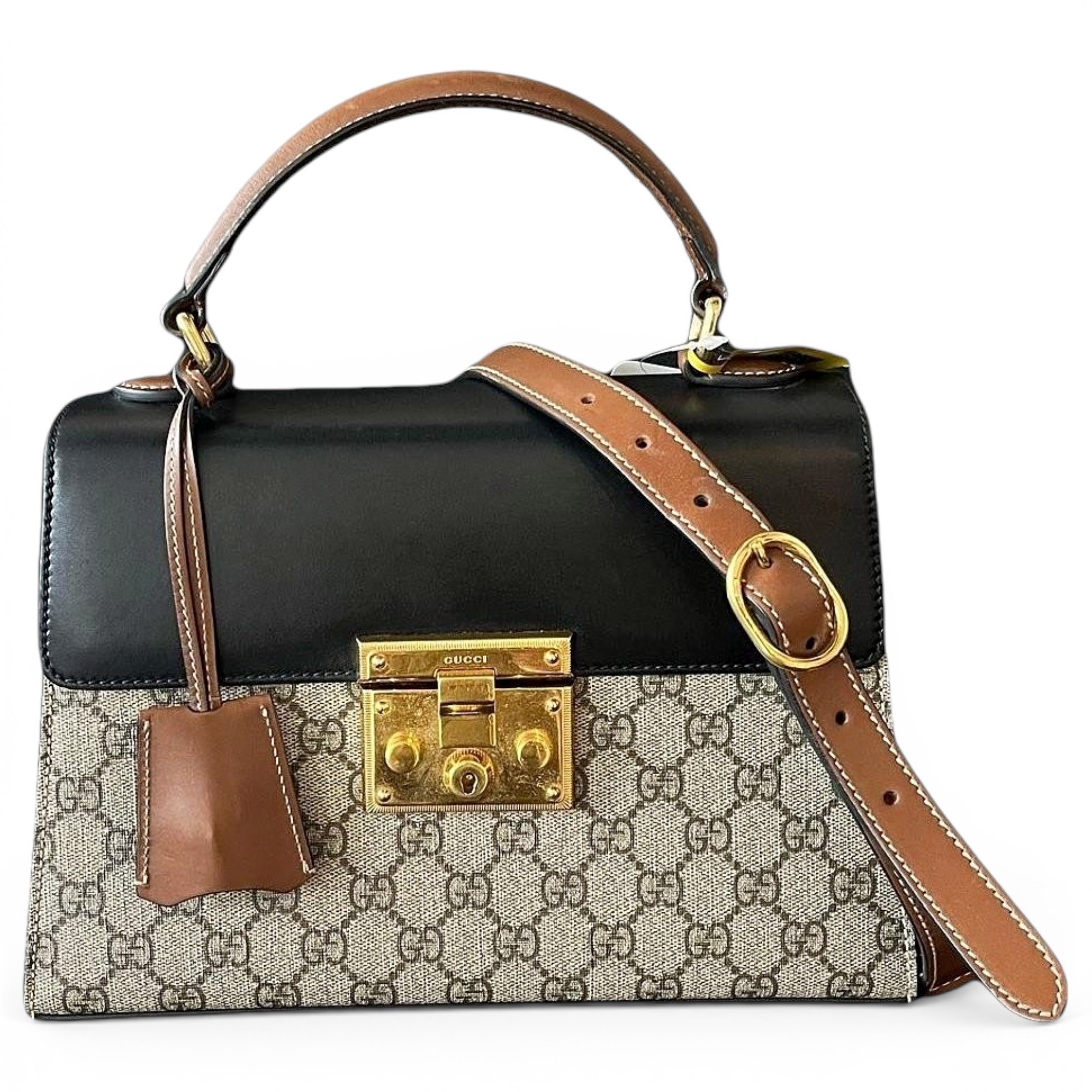 Padlock leather handbag