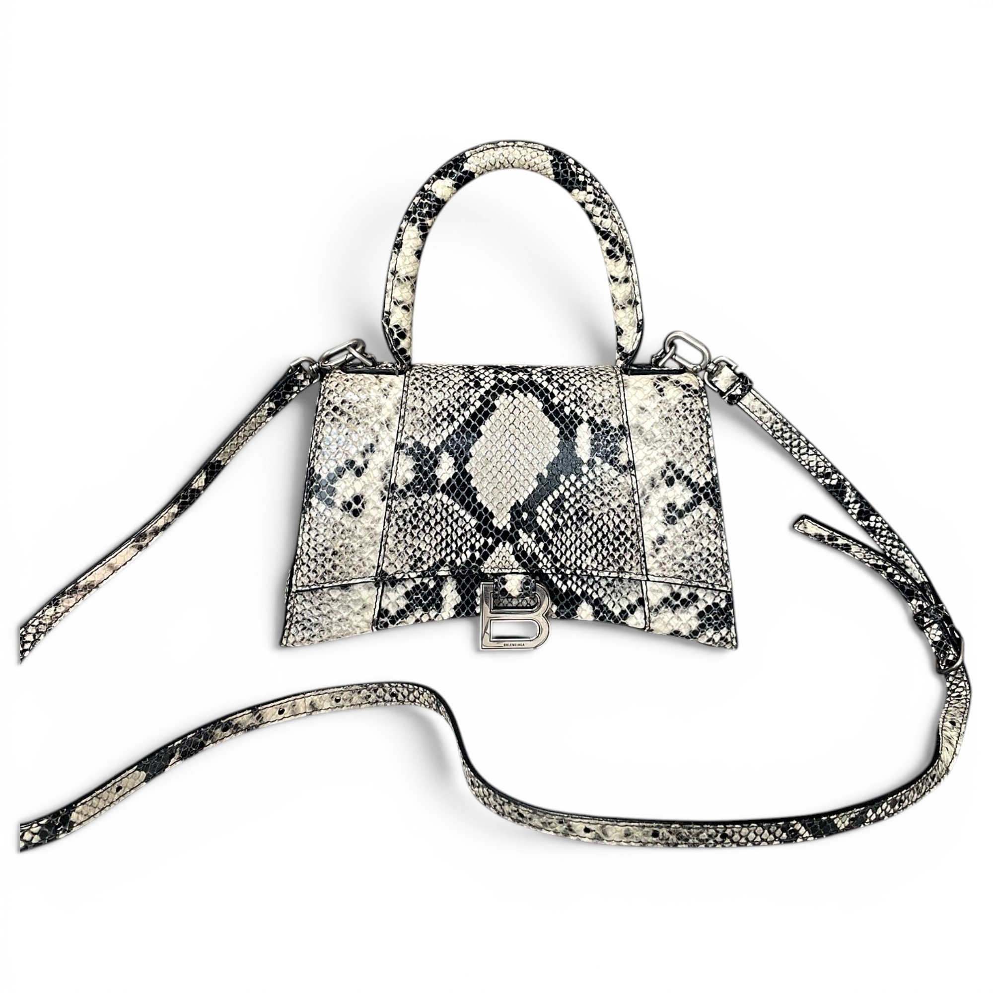Hourglass leather handbag