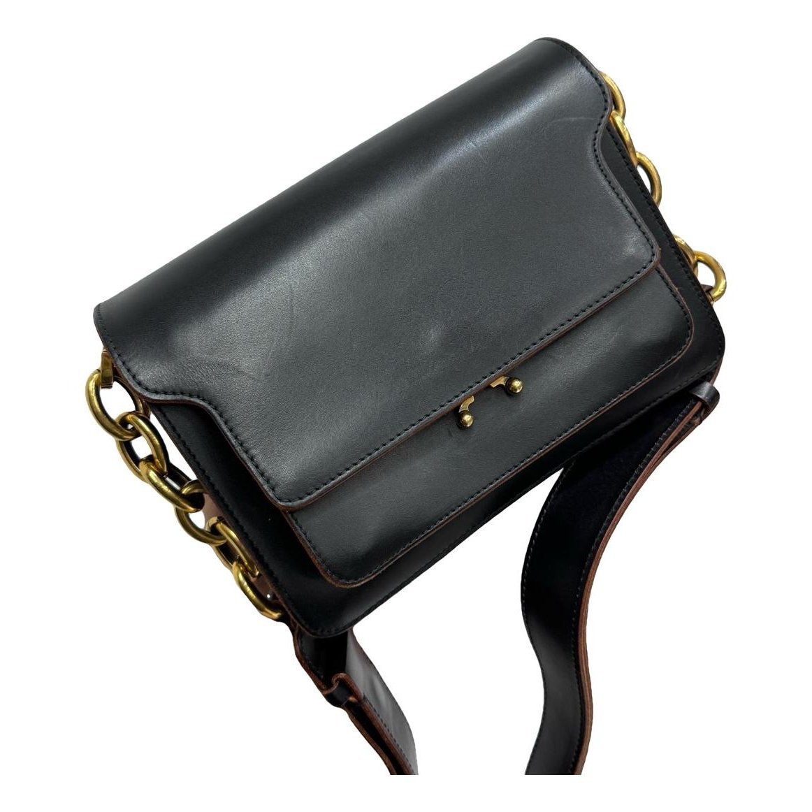 Trunk leather crossbody bag