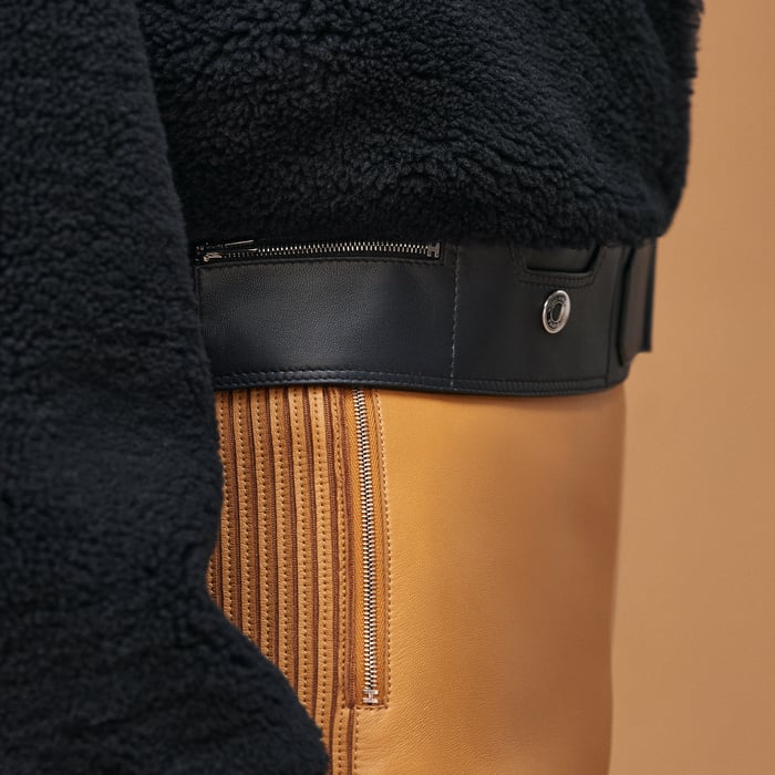 Bleu Noir Short Leather Coat