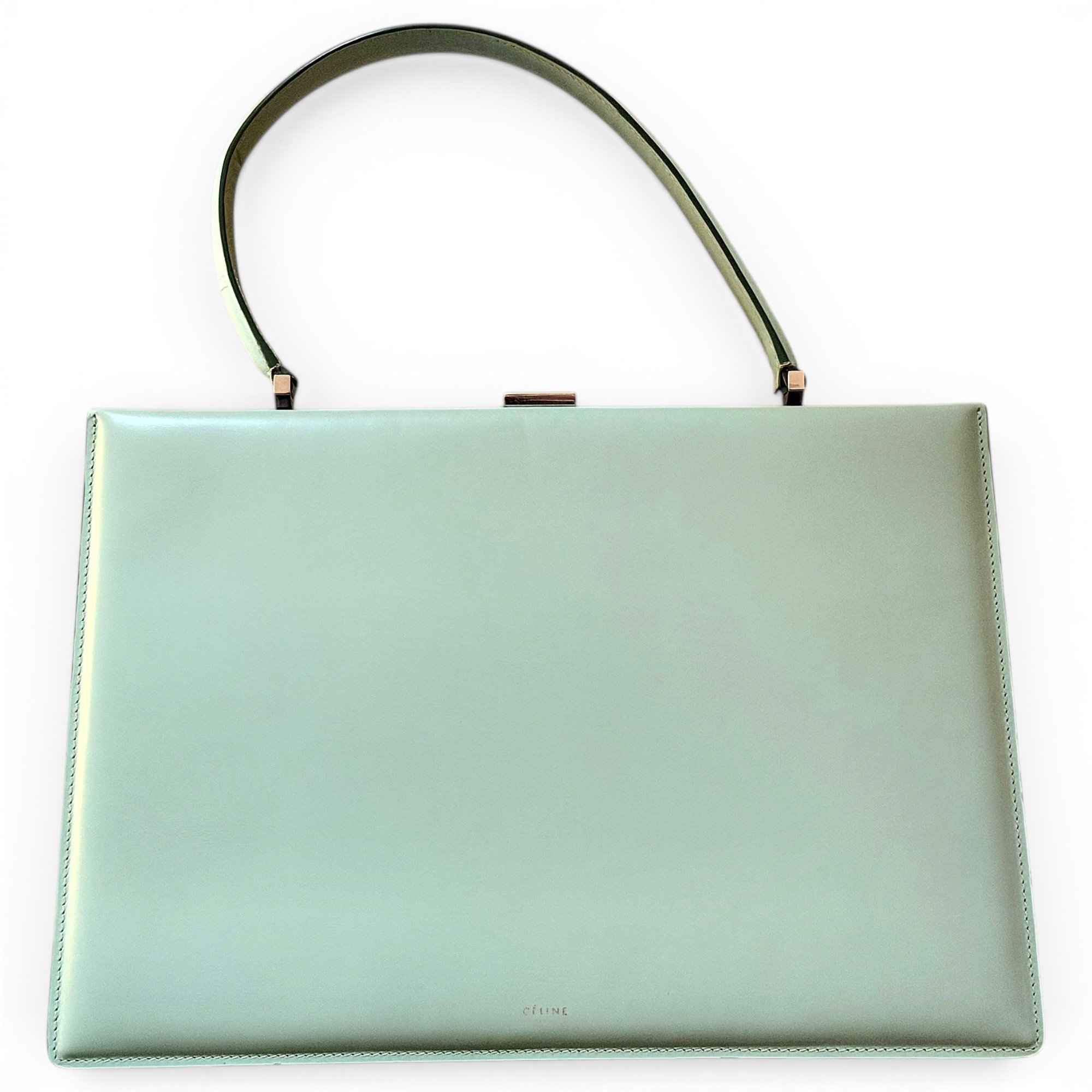 Clasp leather handbag