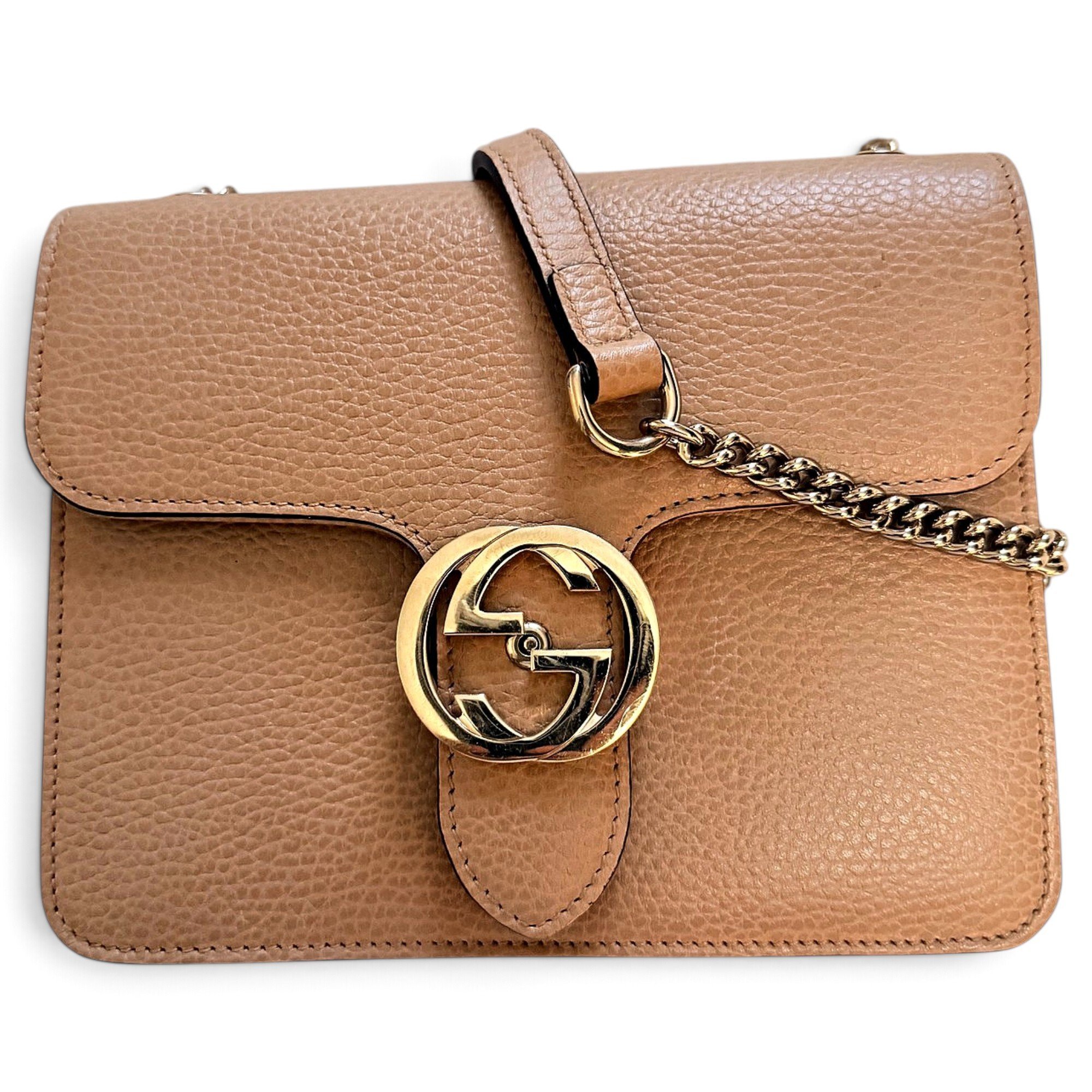 Interlocking leather crossbody bag