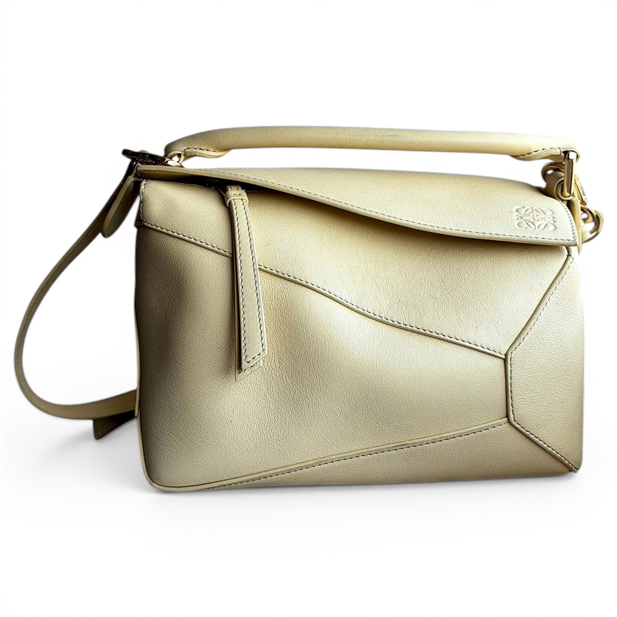 Puzzle leather handbag