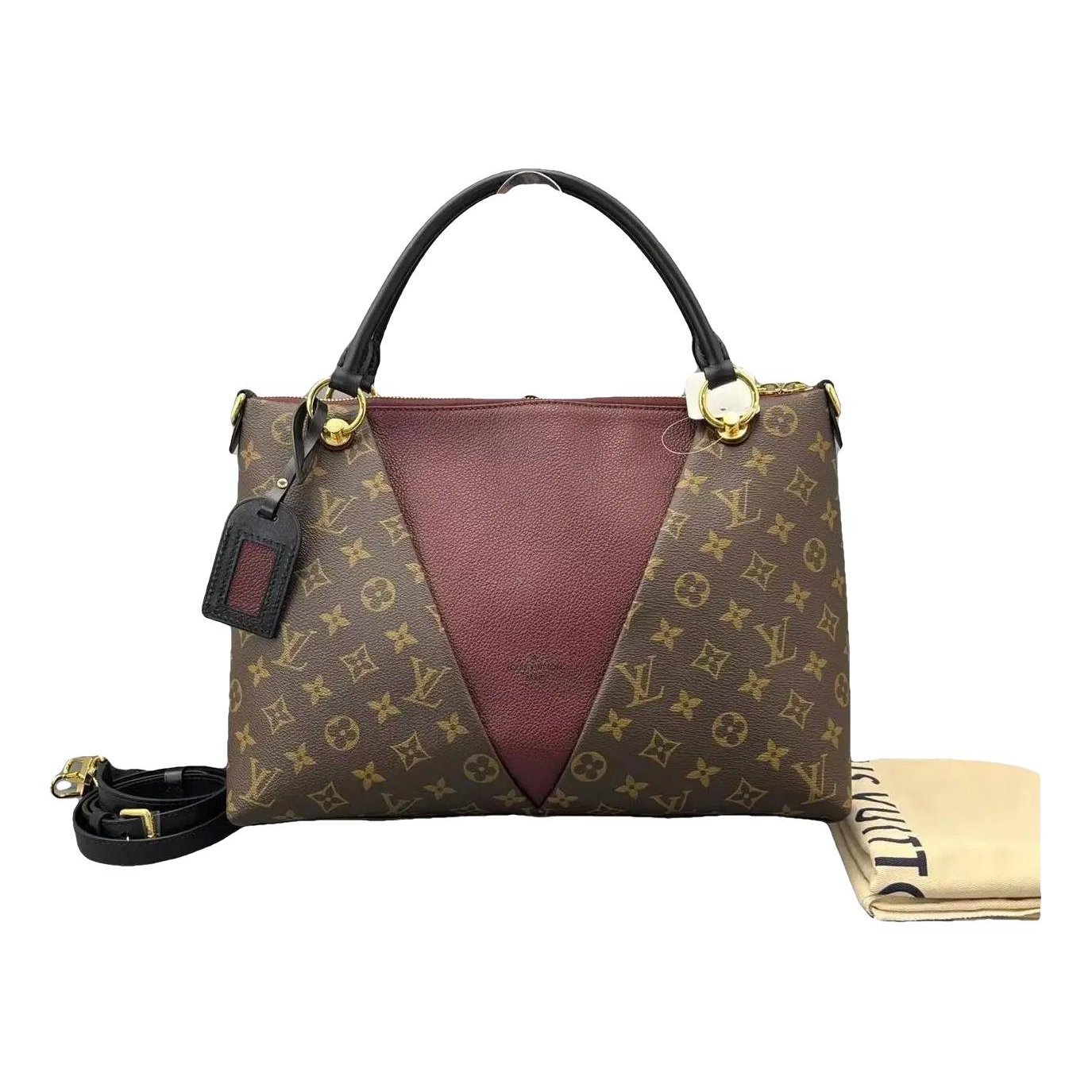 Tote V leather handbag