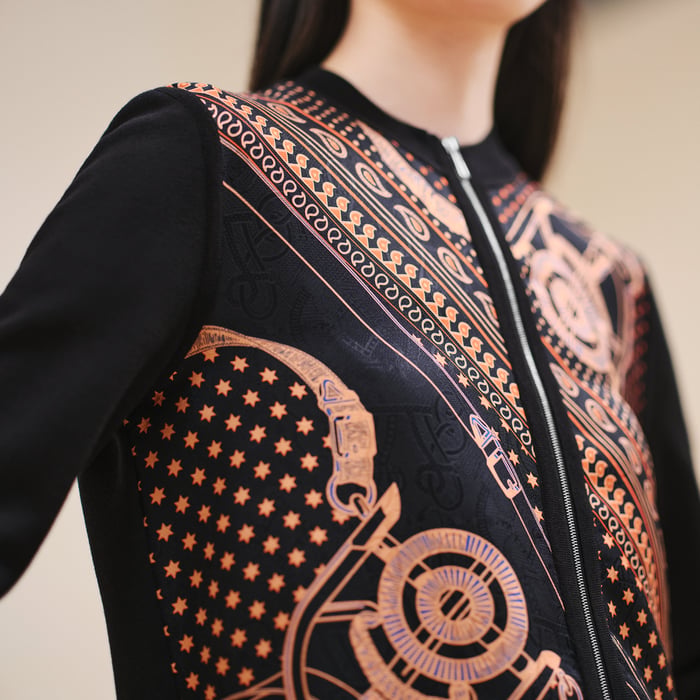 Noir "Eperon d'Or Bandana" Long-sleeve Zipped Twillaine Cardigan