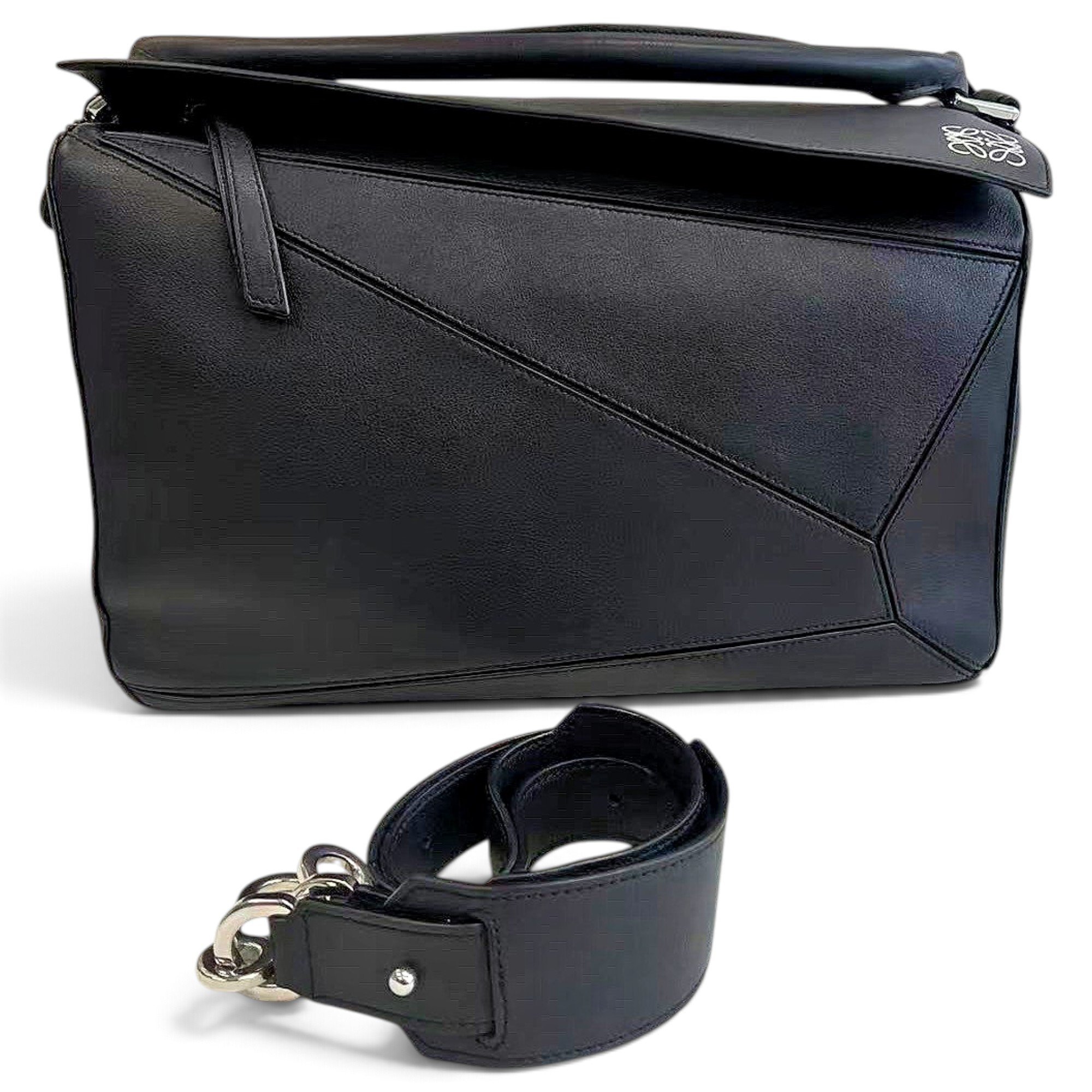 Puzzle leather handbag