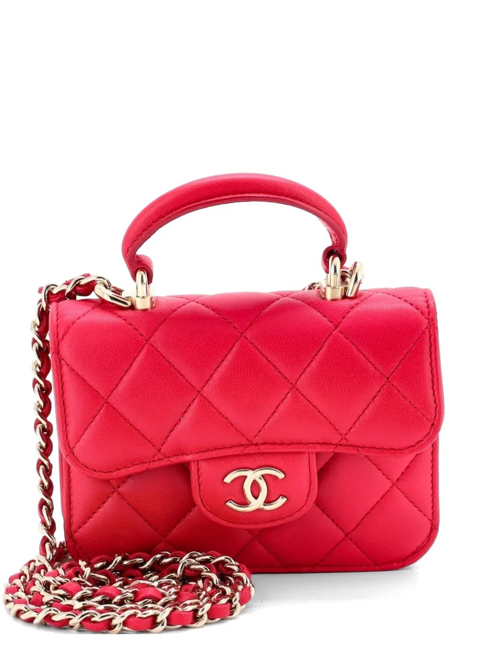 Top Handle Flap Coin Purse with Chain Quilted Lambskin crossbody bag
