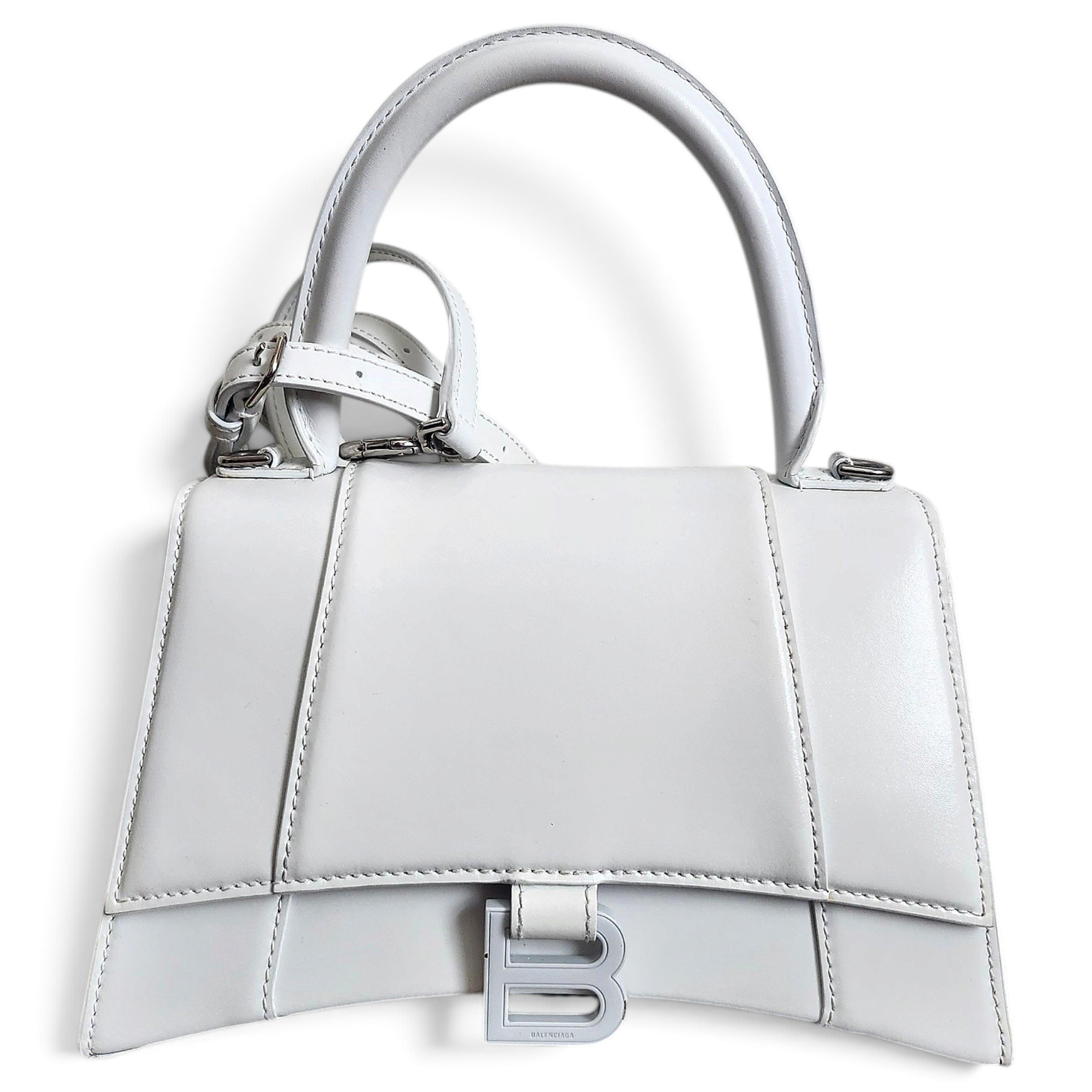 Hourglass leather handbag