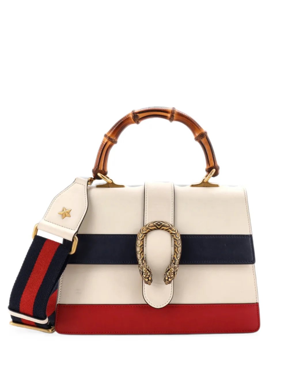 Dionysus Bamboo Top Handle Bag Colorblock Leather Medium satchel