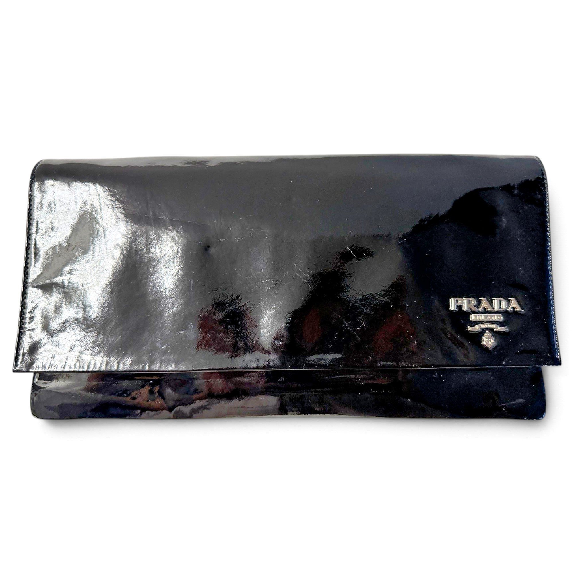 Patent leather clutch bag