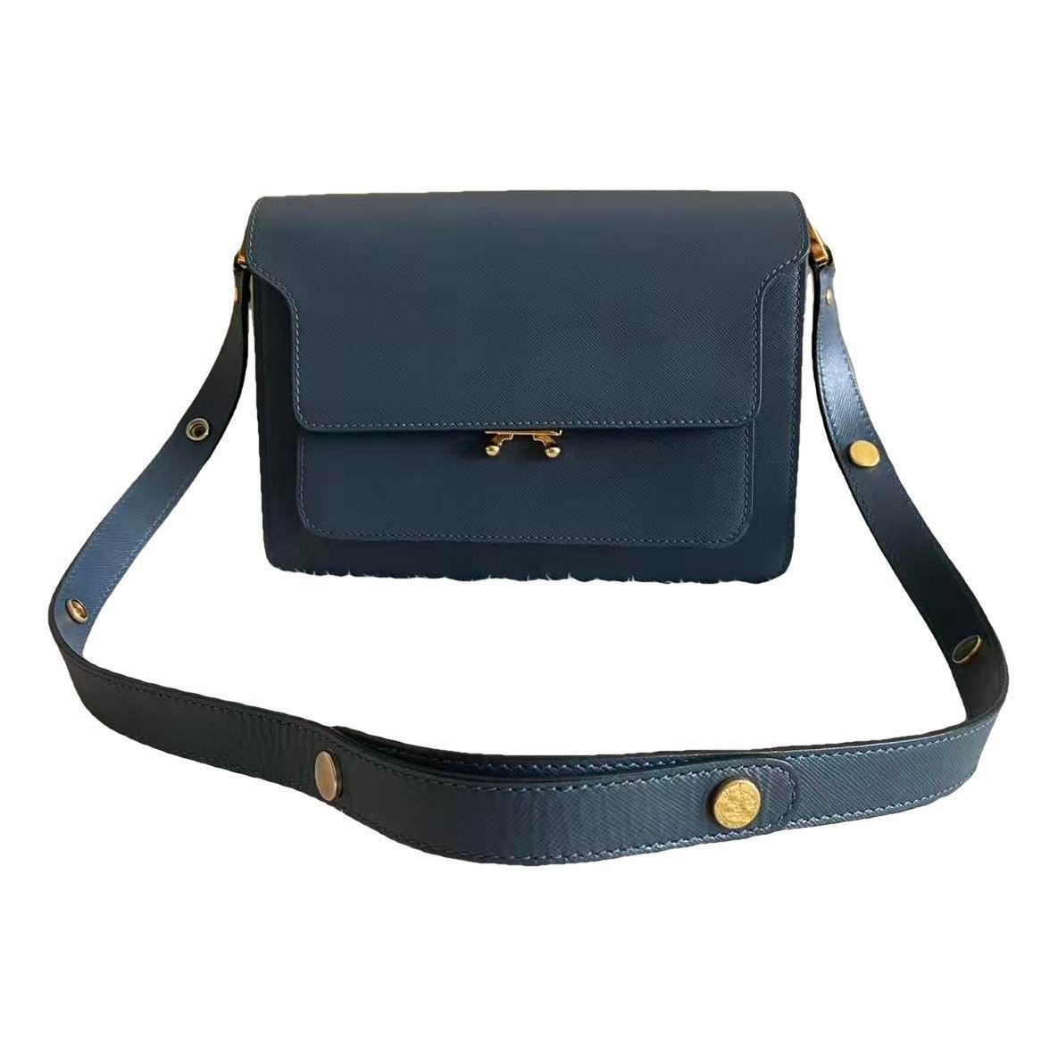 Trunk leather crossbody bag