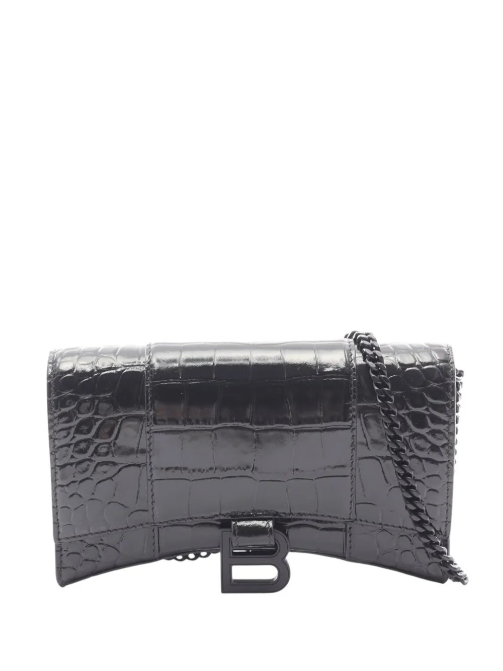 2018-2026 Shiny Calfskin Crocodile Embossed Hourglass Wallet On Chain crossbody bag